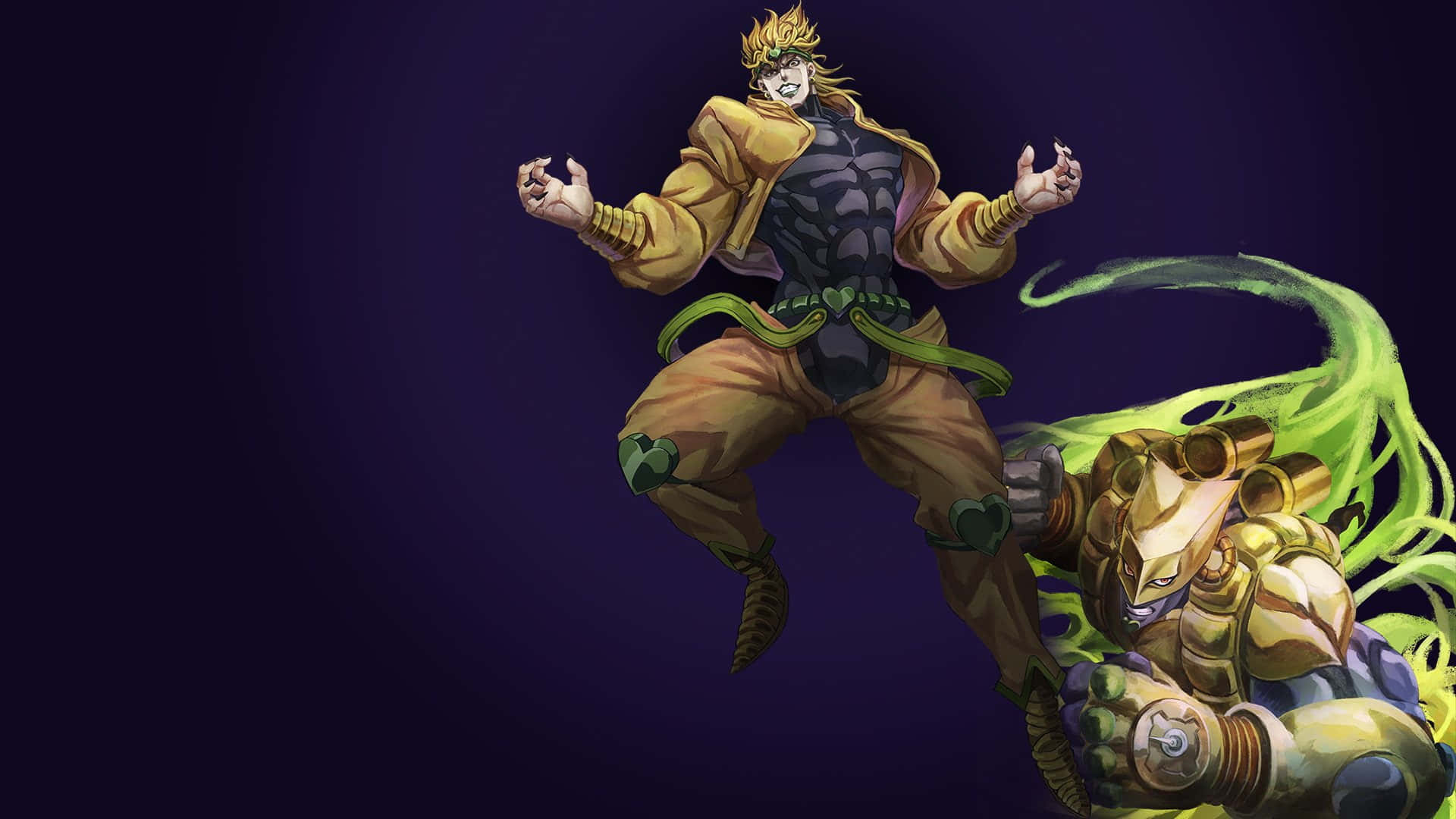 Dio Brando, spiky blonde hair, golden outfit, Full HD Desktop Wallpaper