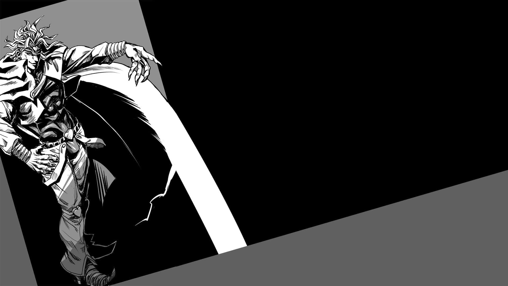 Dio Brando, black and white anime character, spiky hair, Full HD Desktop Wallpaper