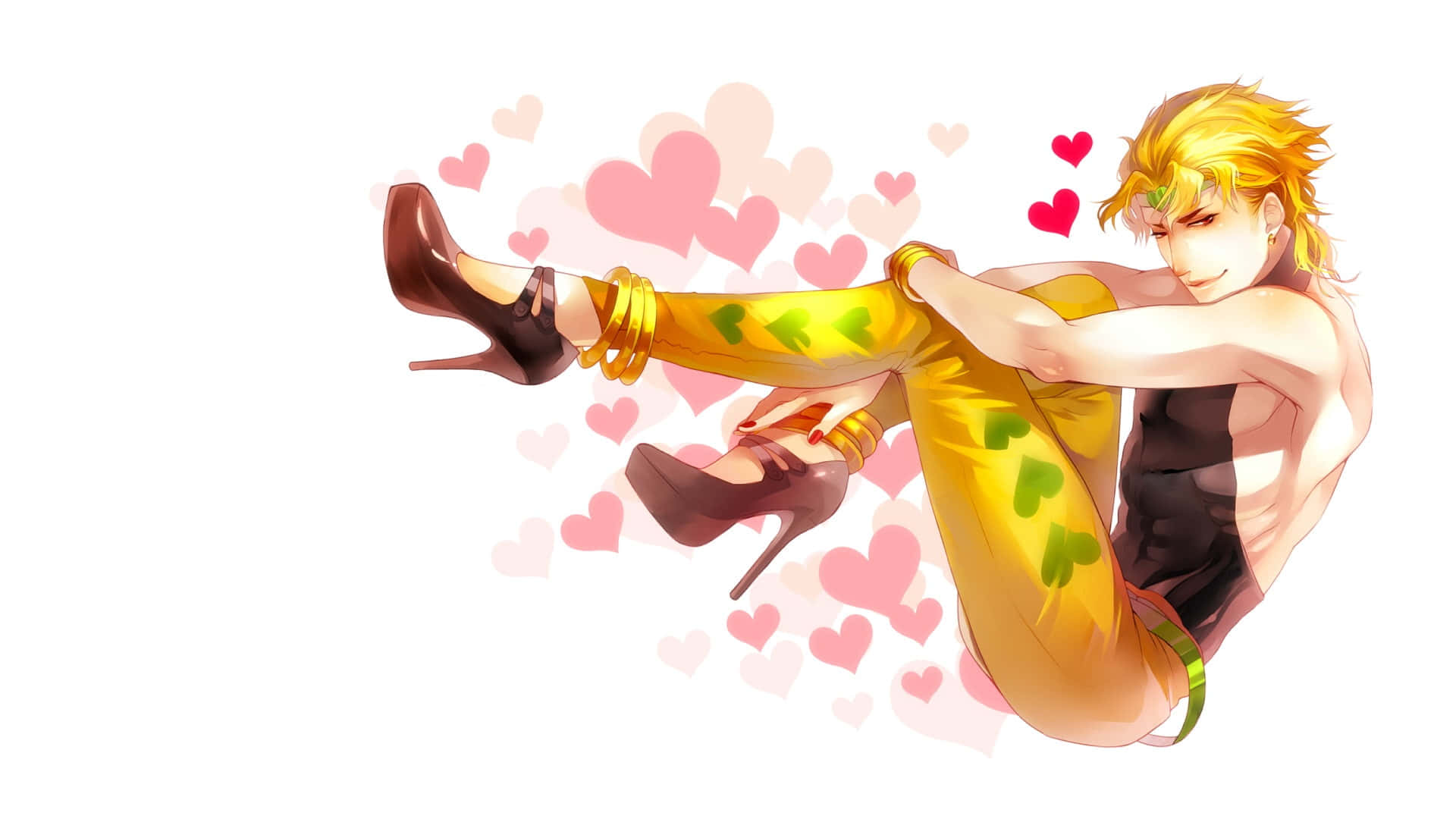 Dio Brando, golden hair, heart-patterned pants, Full HD Desktop Wallpaper