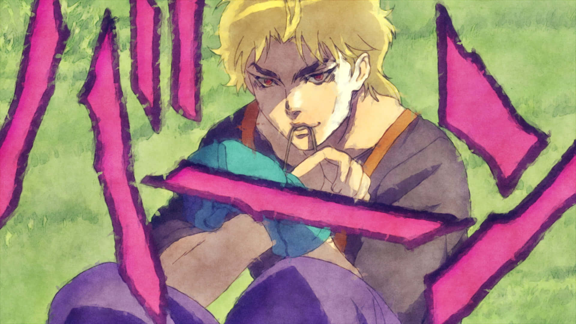 Dio Brando, pink sword, red eyes, Full HD Desktop Wallpaper