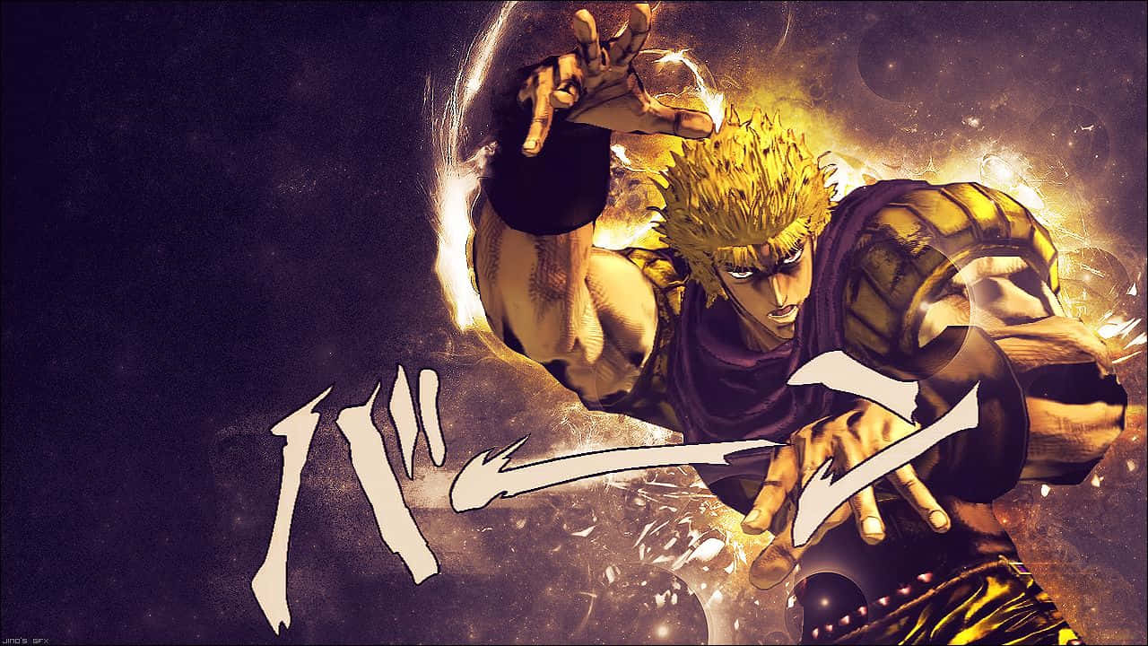 Dio Brando, golden armor, spiky-haired anime warrior, HD Desktop Wallpaper