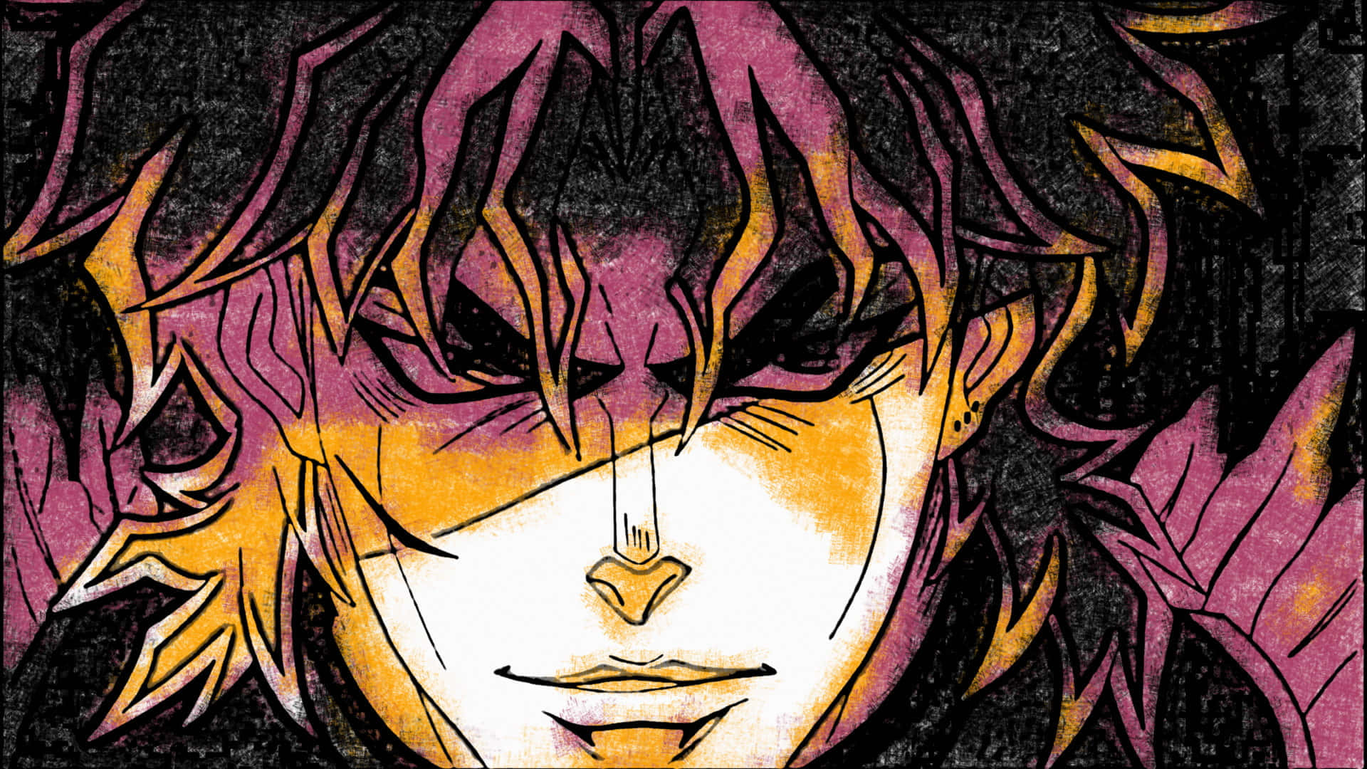 Dio Brando, spiky purple and orange hair, intense eyes, Full HD Desktop Wallpaper