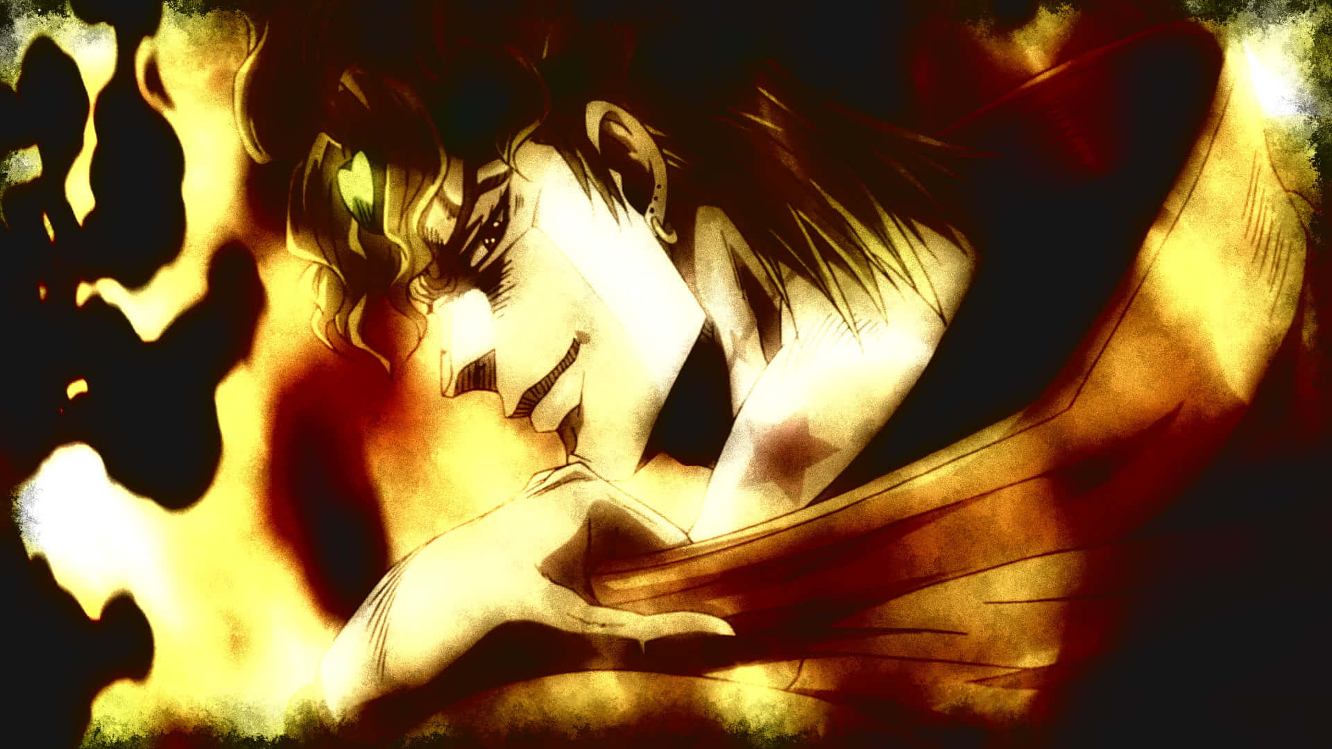 Dio Brando, fiery hair, glowing orange flames, Full HD Desktop Wallpaper