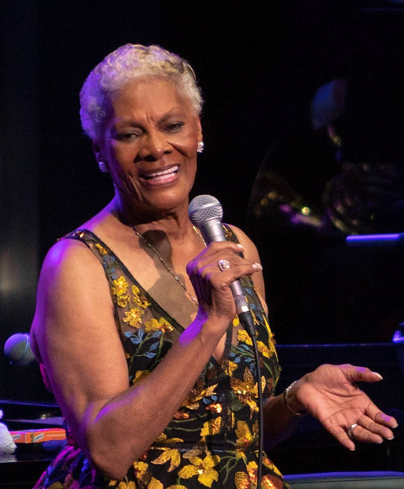 Dionne Warwick, white hair, floral dress, SD Phone Wallpaper