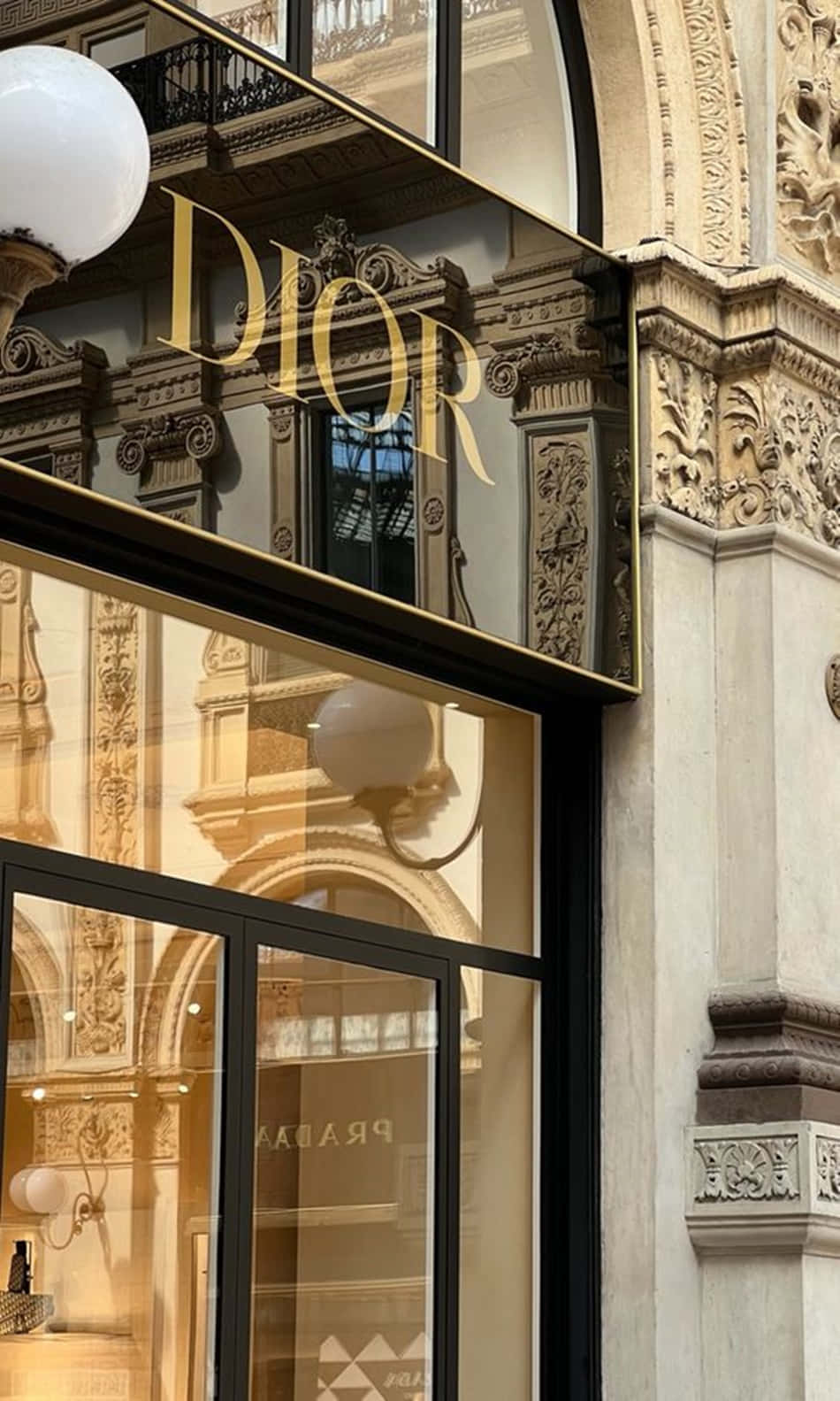 Dior, Golden Dior sign, ornate stone facade, HD Phone Wallpaper