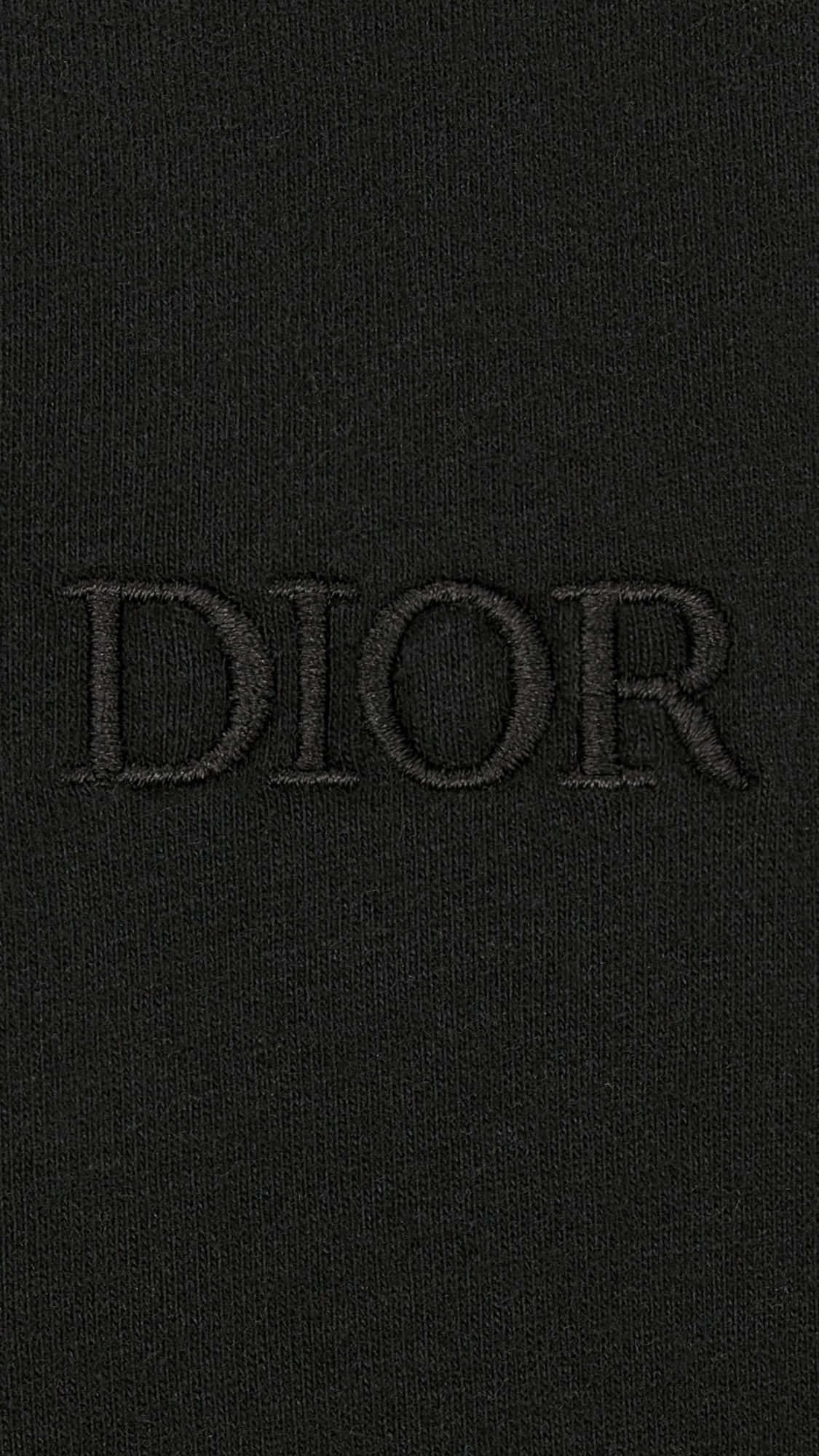 Dior, black knit fabric, embroidered, Full HD Phone Wallpaper