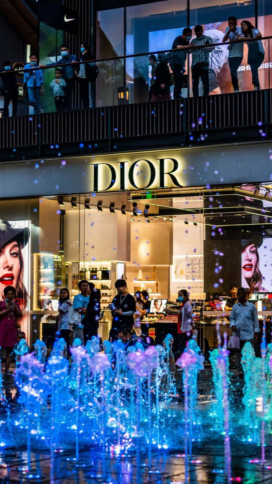 Dior, nighttime, fountain, HD Phone Wallpaper