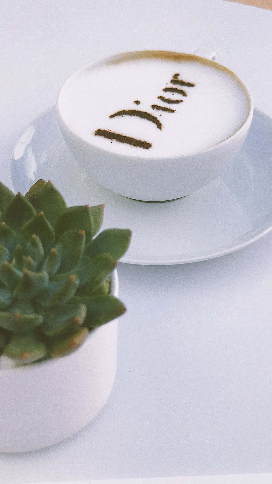 Dior, latte art, white cup, Full HD Phone Wallpaper