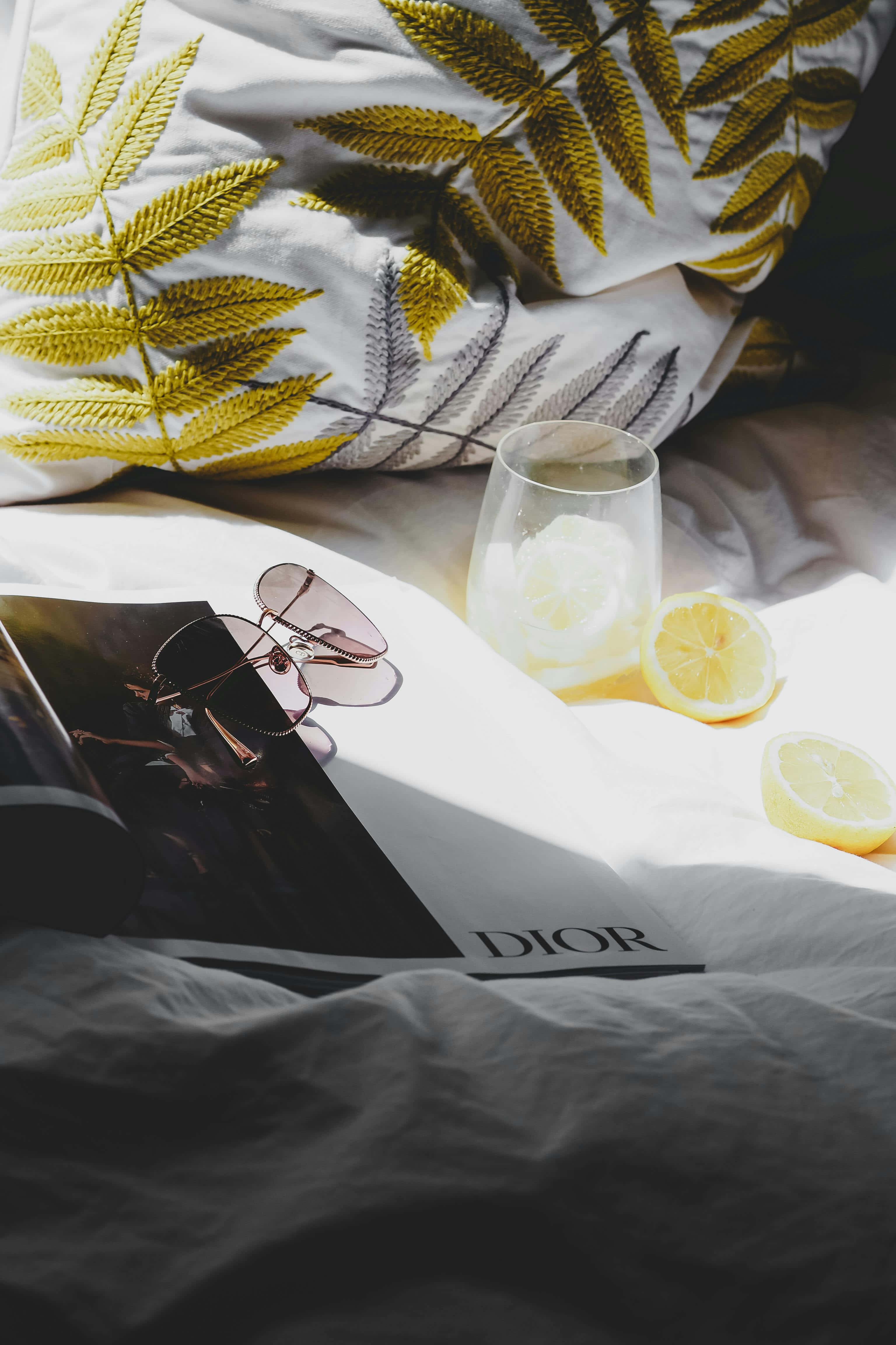 Dior, lemon slices, sunglasses, 4K Phone Wallpaper