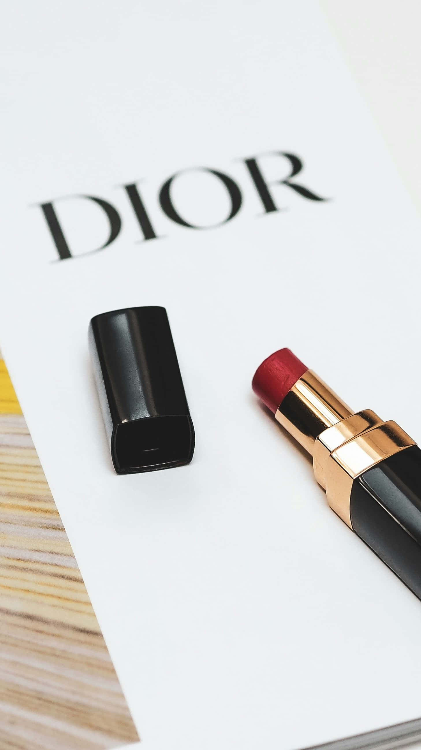 Dior, lipstick, gold accents, 2K Phone Wallpaper