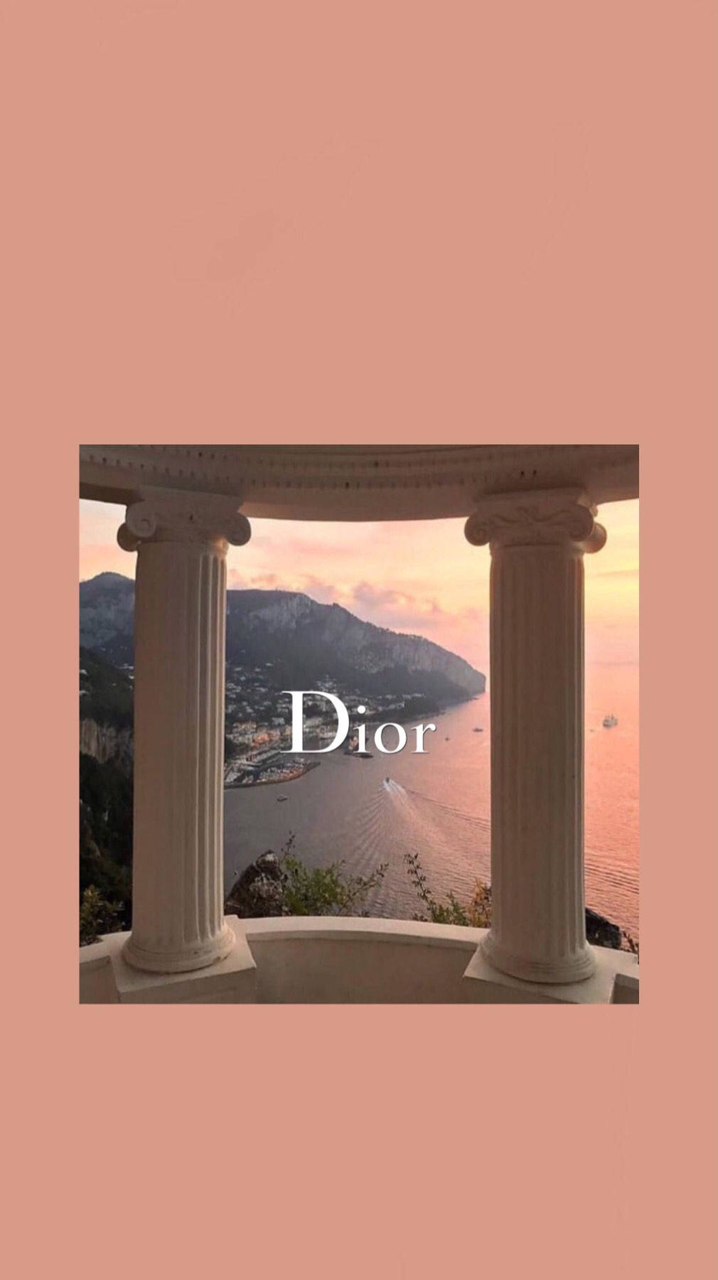 Dior, peach pillars, pink-framed view, HD Phone Wallpaper