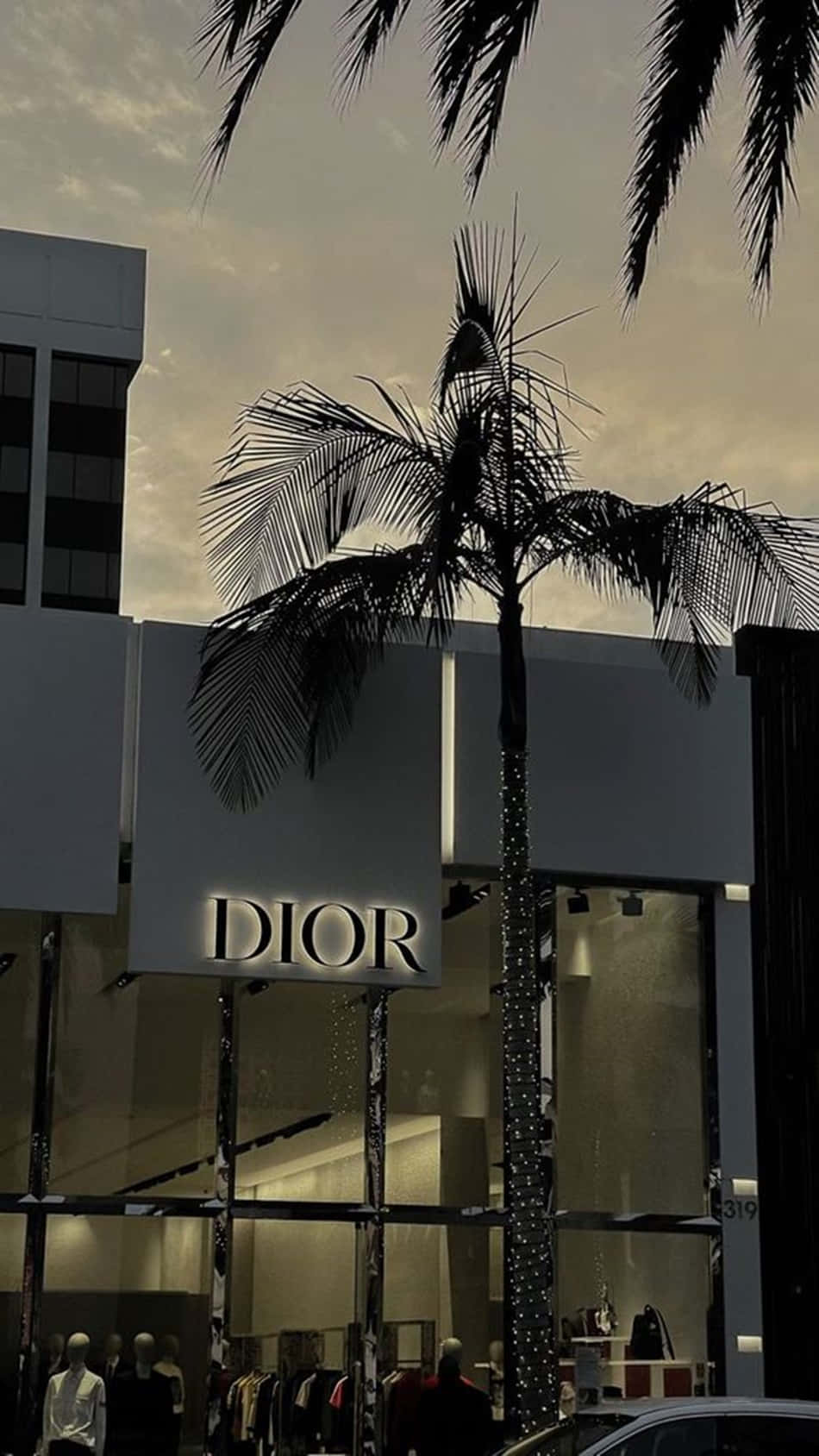 Dior, boutique, dusk, HD Phone Wallpaper