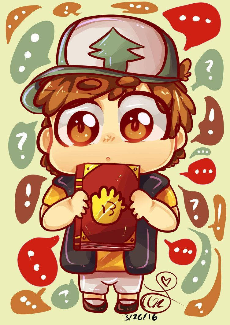 Dipper Pines, chibi art, tree cap, SD Phone Wallpaper