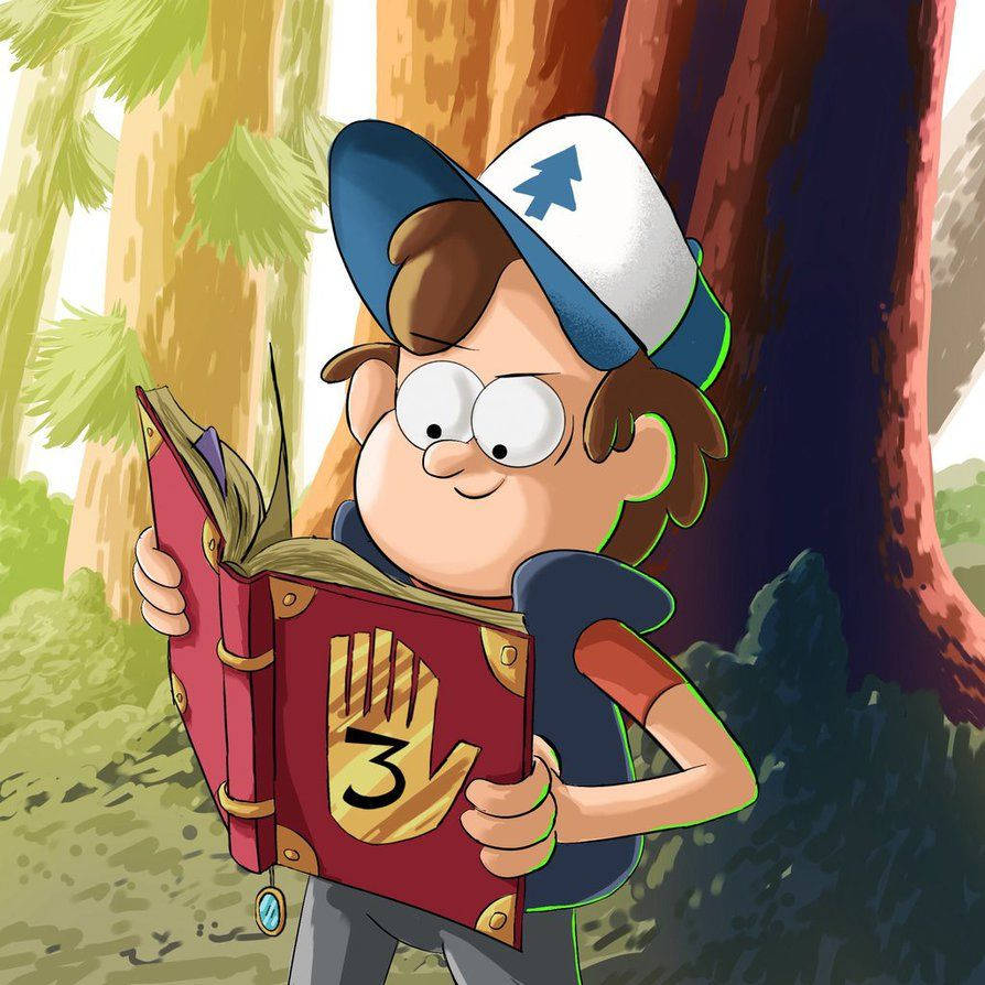 Dipper Pines, blue and white hat, red book, SD Desktop Wallpaper