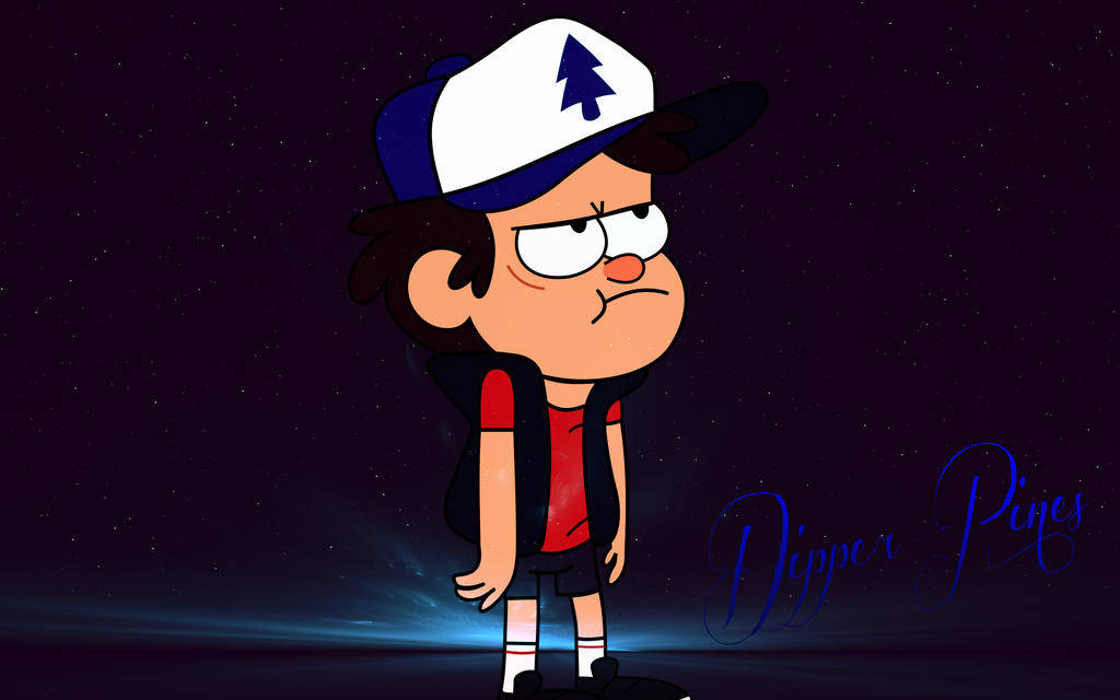 Dipper Pines, starry night sky, glowing blue ground, SD Desktop Wallpaper