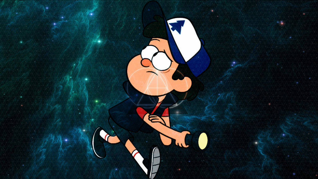 Dipper Pines, green nebula, cartoon boy, SD Desktop Wallpaper