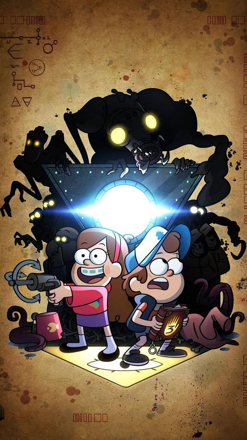 Dipper Pines, sister, glowing portal, HD Phone Wallpaper
