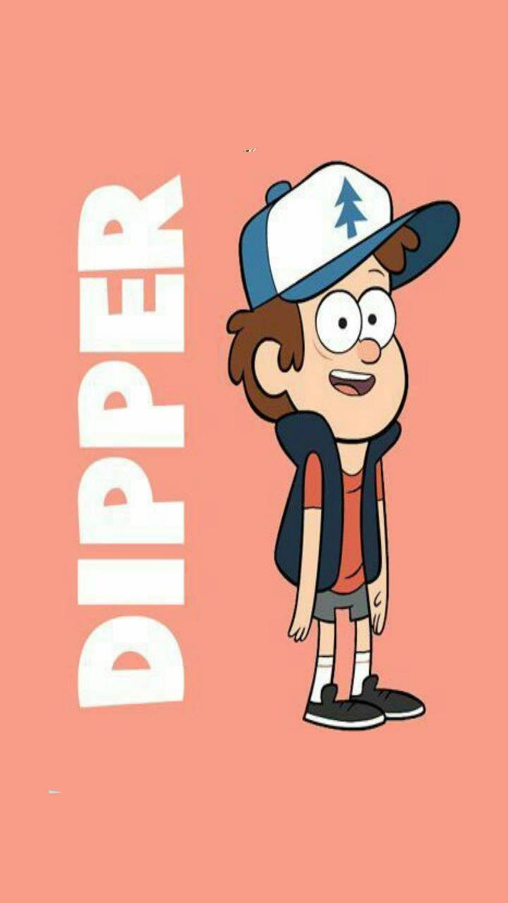Dipper Pines, blue and white cap, coral background, HD Phone Wallpaper