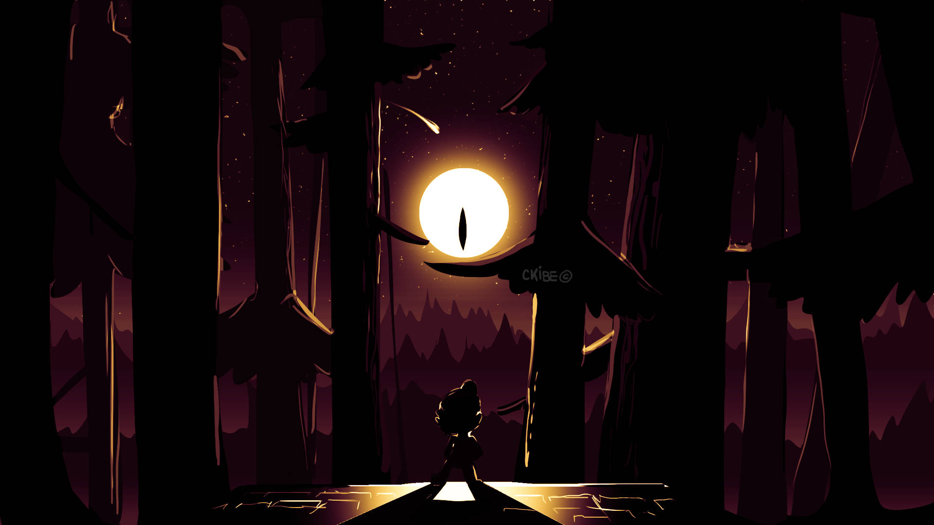 Dipper Pines, cat's eye, glowing moon, Full HD Desktop Wallpaper