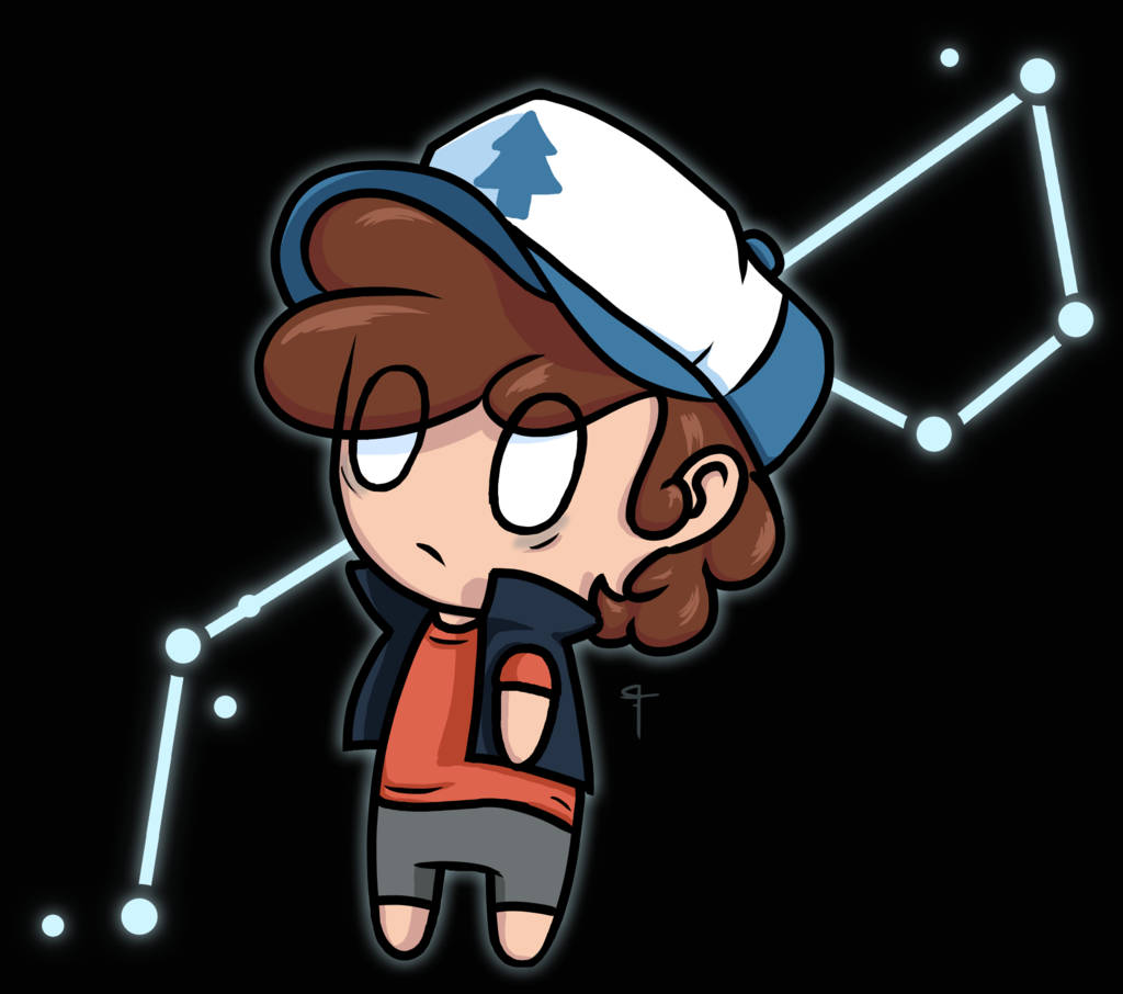 Dipper Pines, chibi-style, brown hair, SD Desktop Wallpaper