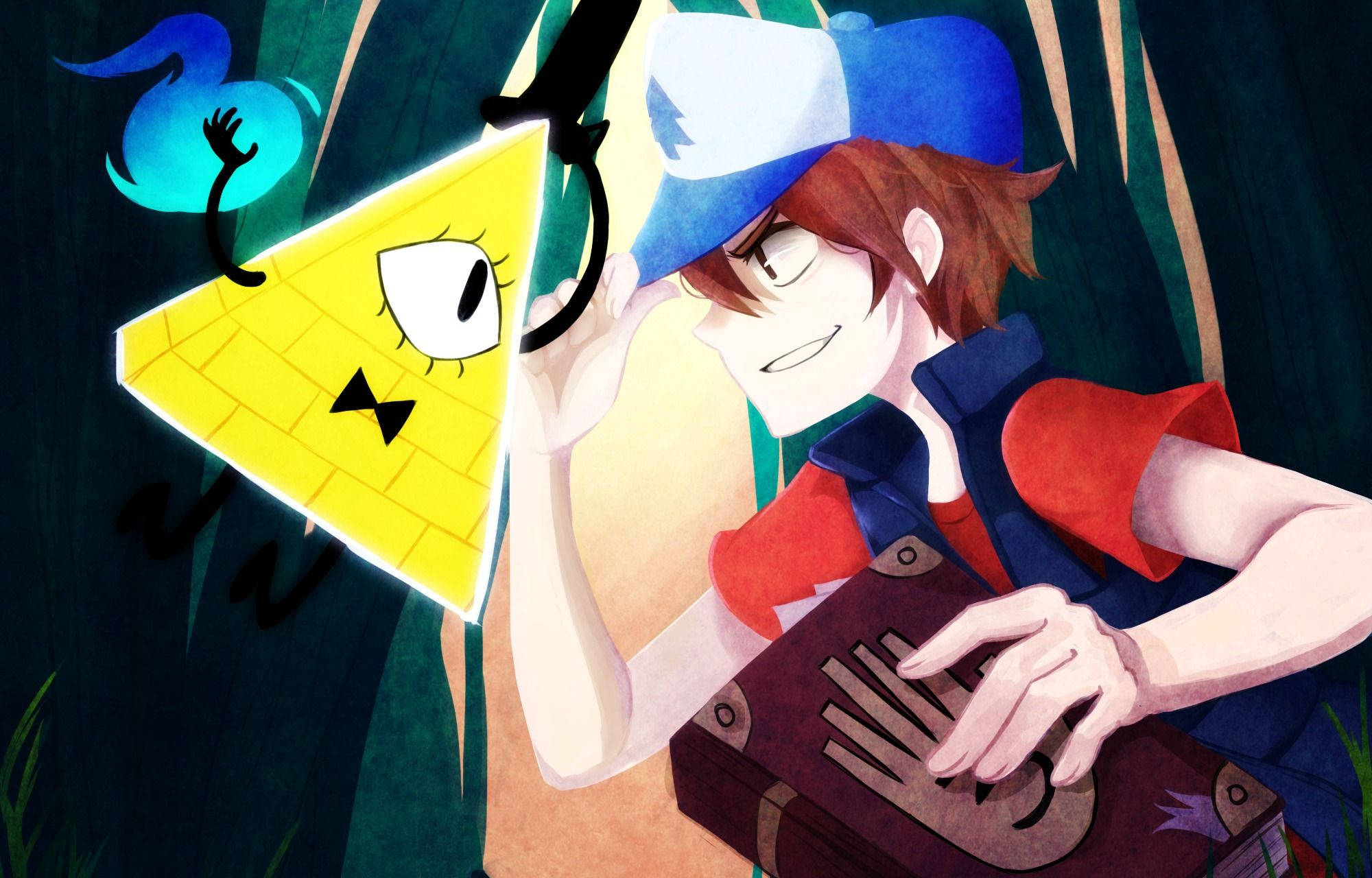 Dipper Pines, yellow triangle, bowtie, Full HD Desktop Wallpaper