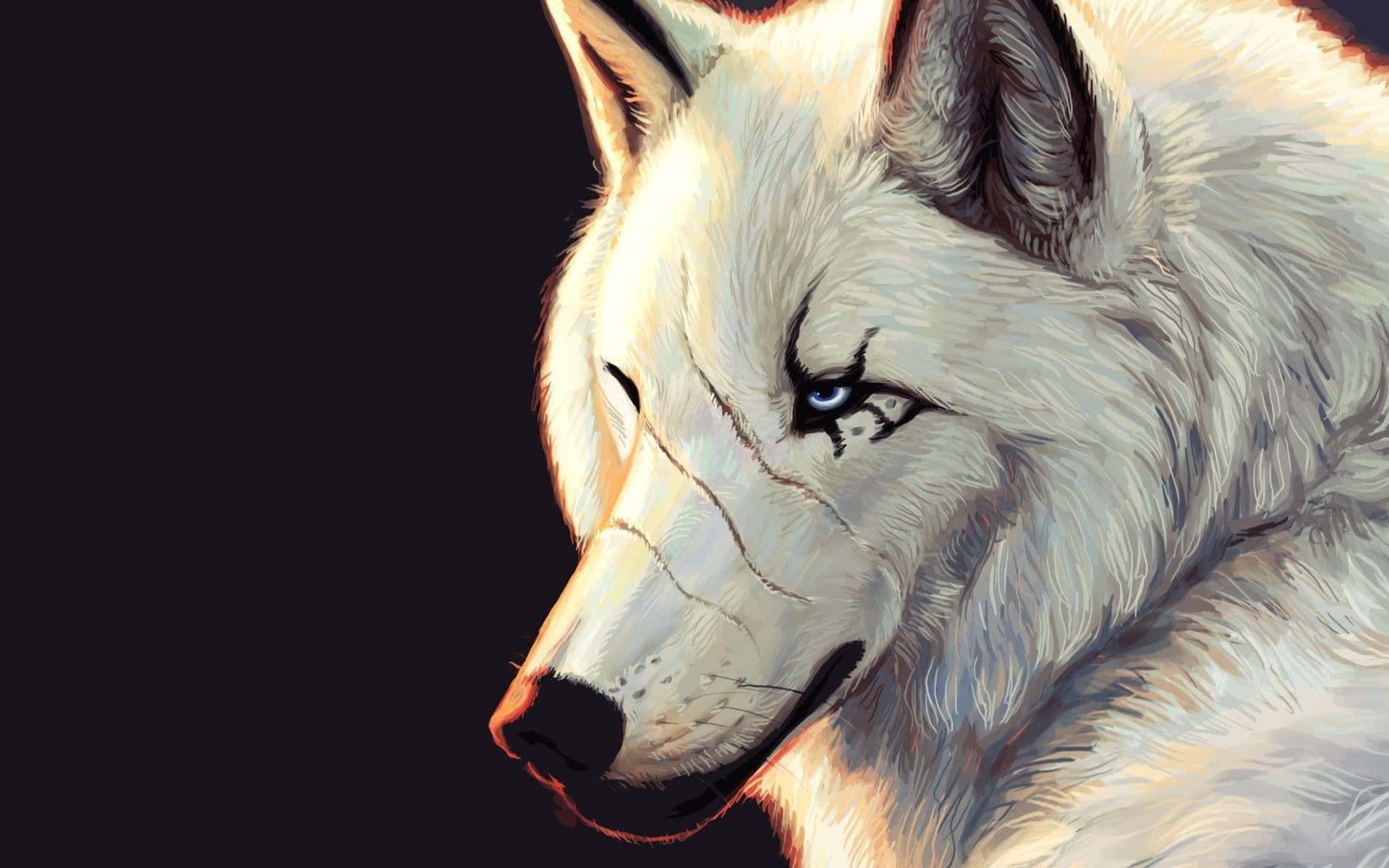 Dire Wolf, white wolf, piercing blue eyes, Full HD Desktop Wallpaper