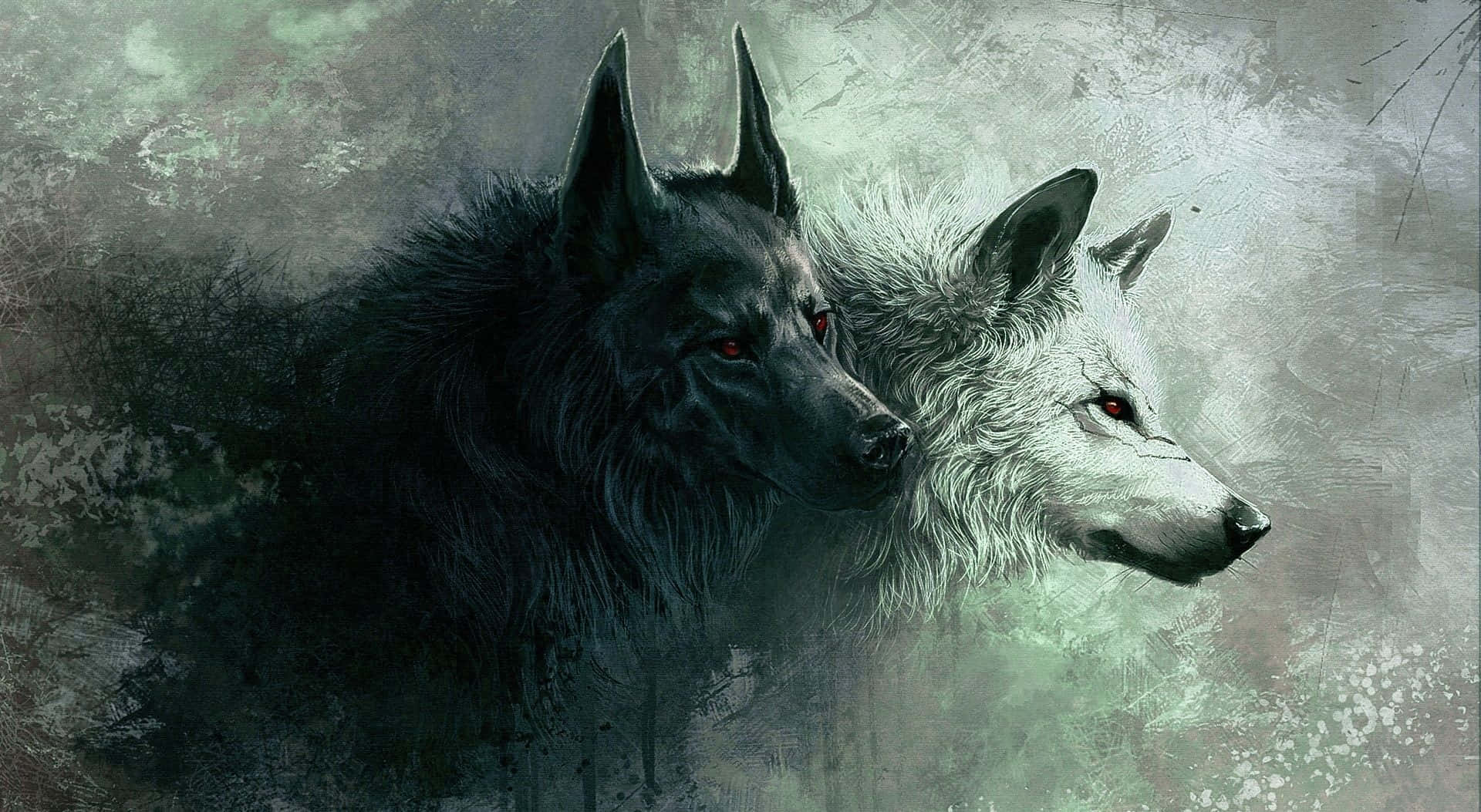 Dire Wolf, black, white, Full HD Desktop Wallpaper