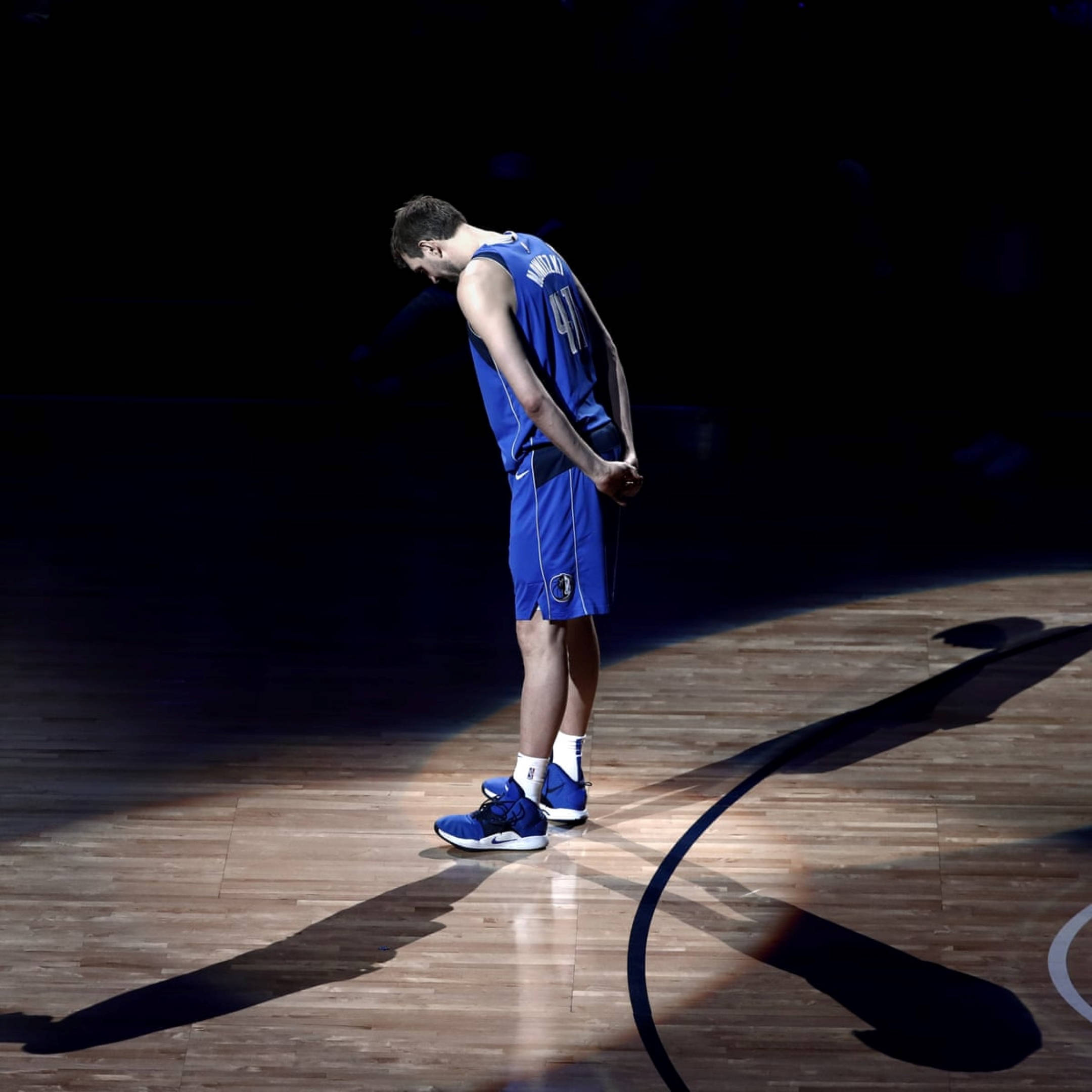 Dirk Nowitzki, blue uniform, court, Full HD Desktop Wallpaper