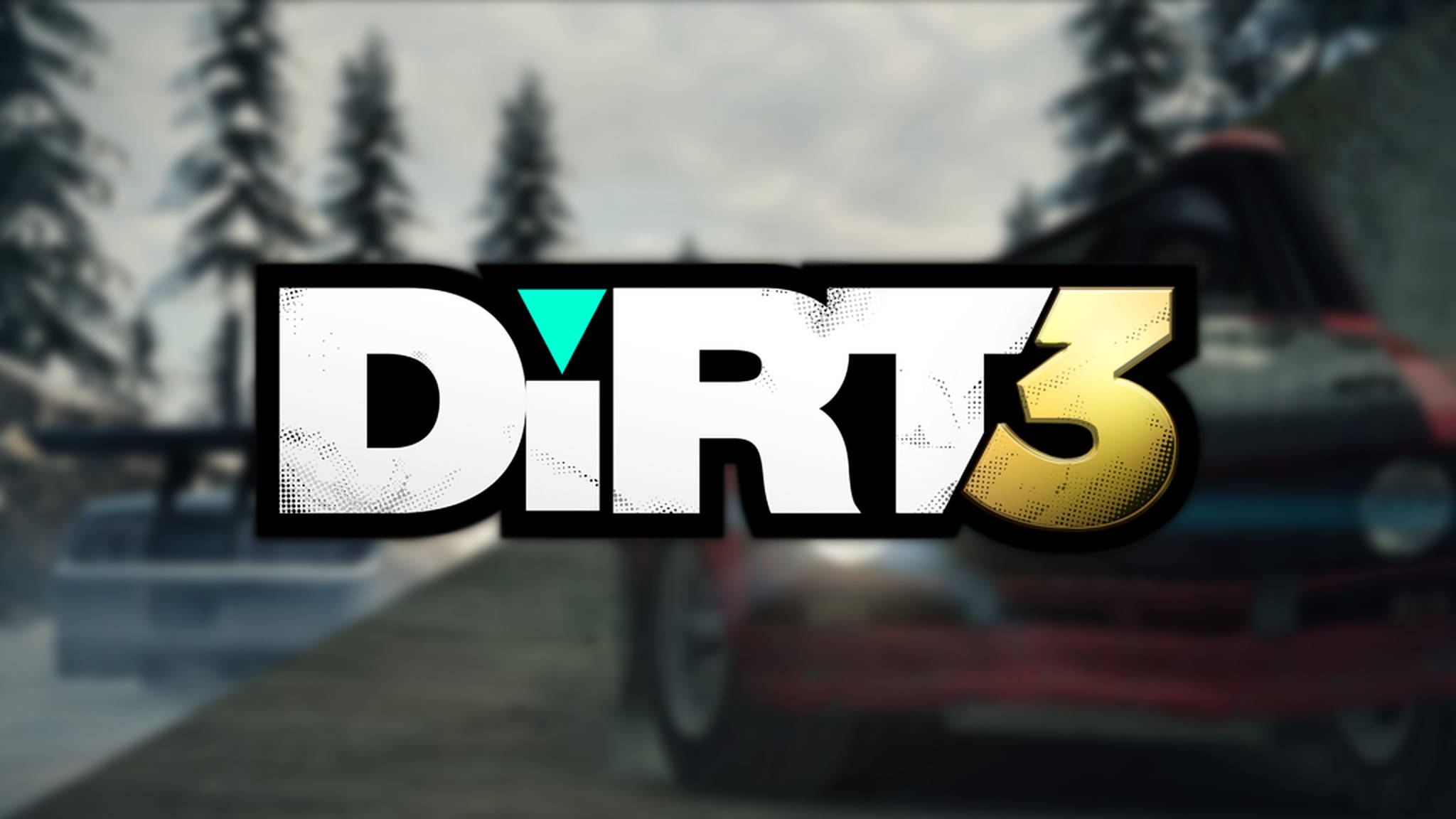 Dirt 3, logo, blurred off-road racing scene, Full HD Desktop Wallpaper