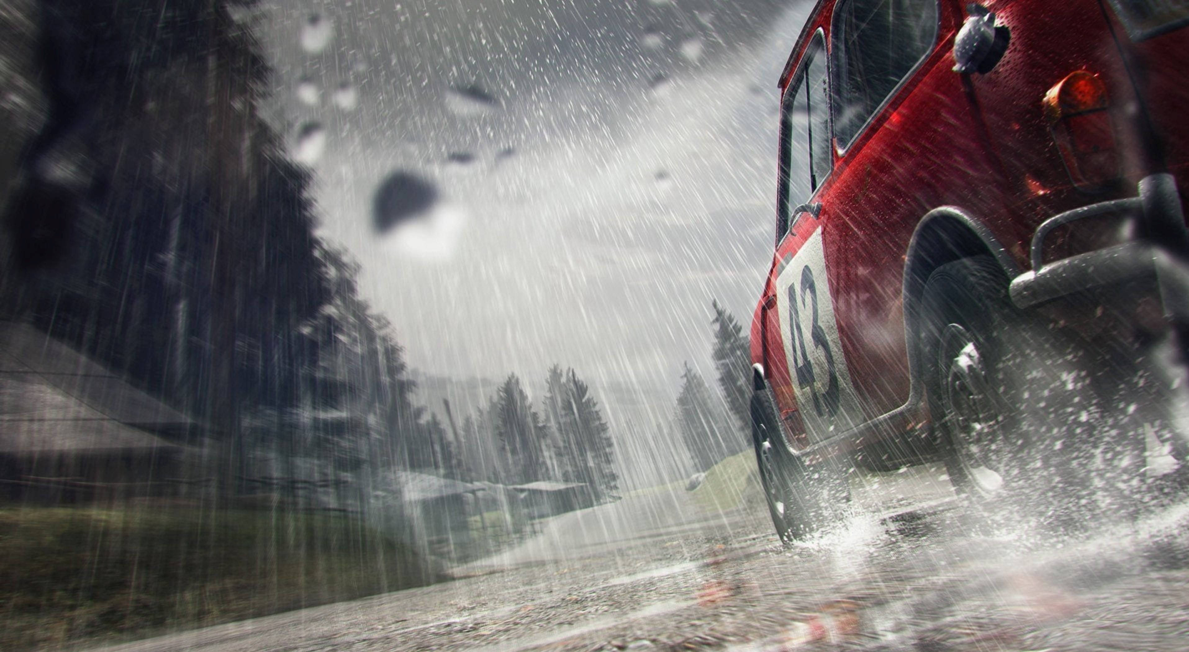 Dirt 3, red rally car, number 13, 2K Desktop Wallpaper