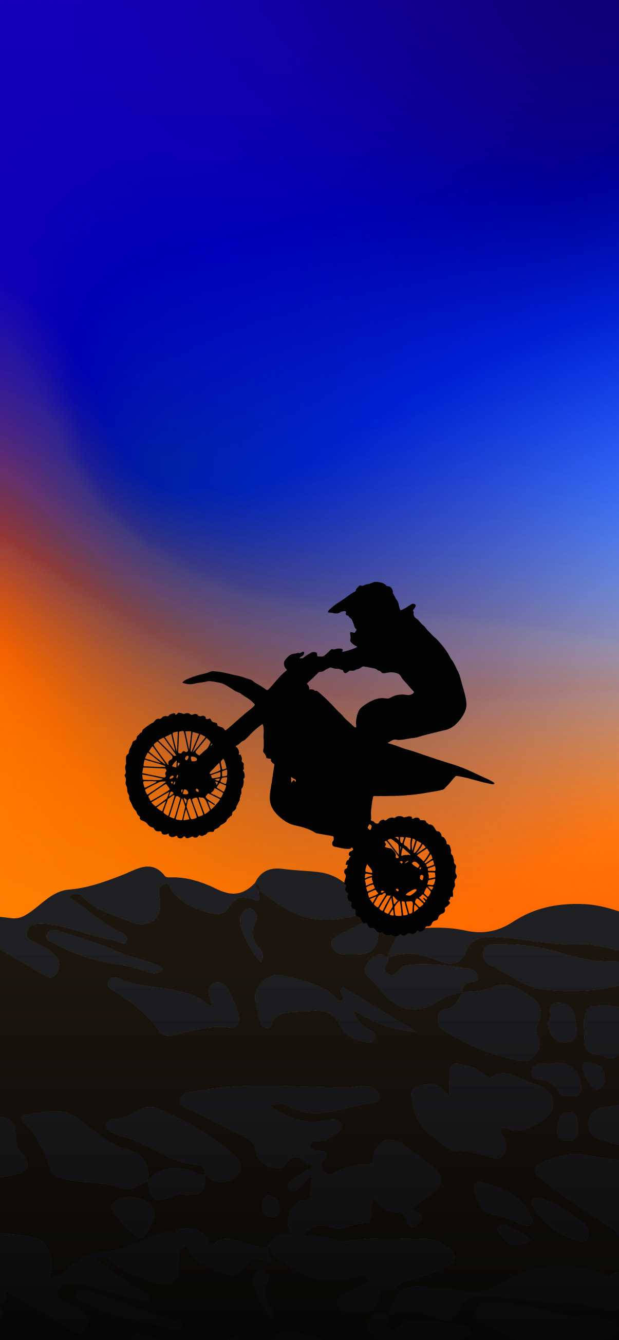 dirt bike, silhouette, sunset, 2K Phone Wallpaper