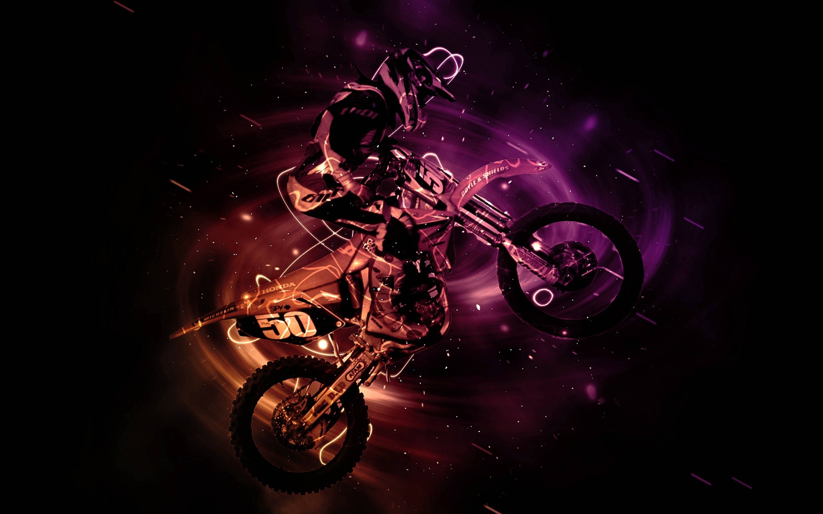 dirt bike, pink, orange, 2K Desktop Wallpaper