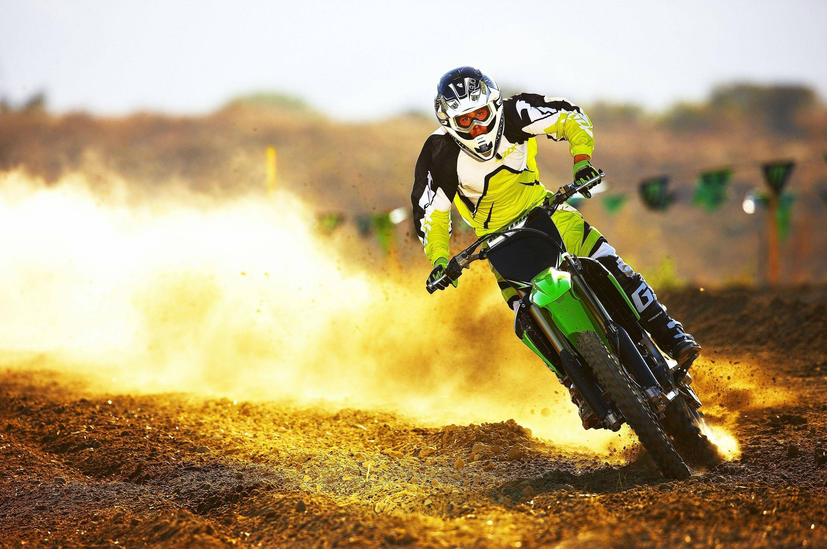 dirt bike, motocross rider, neon gear, 2K Desktop Wallpaper