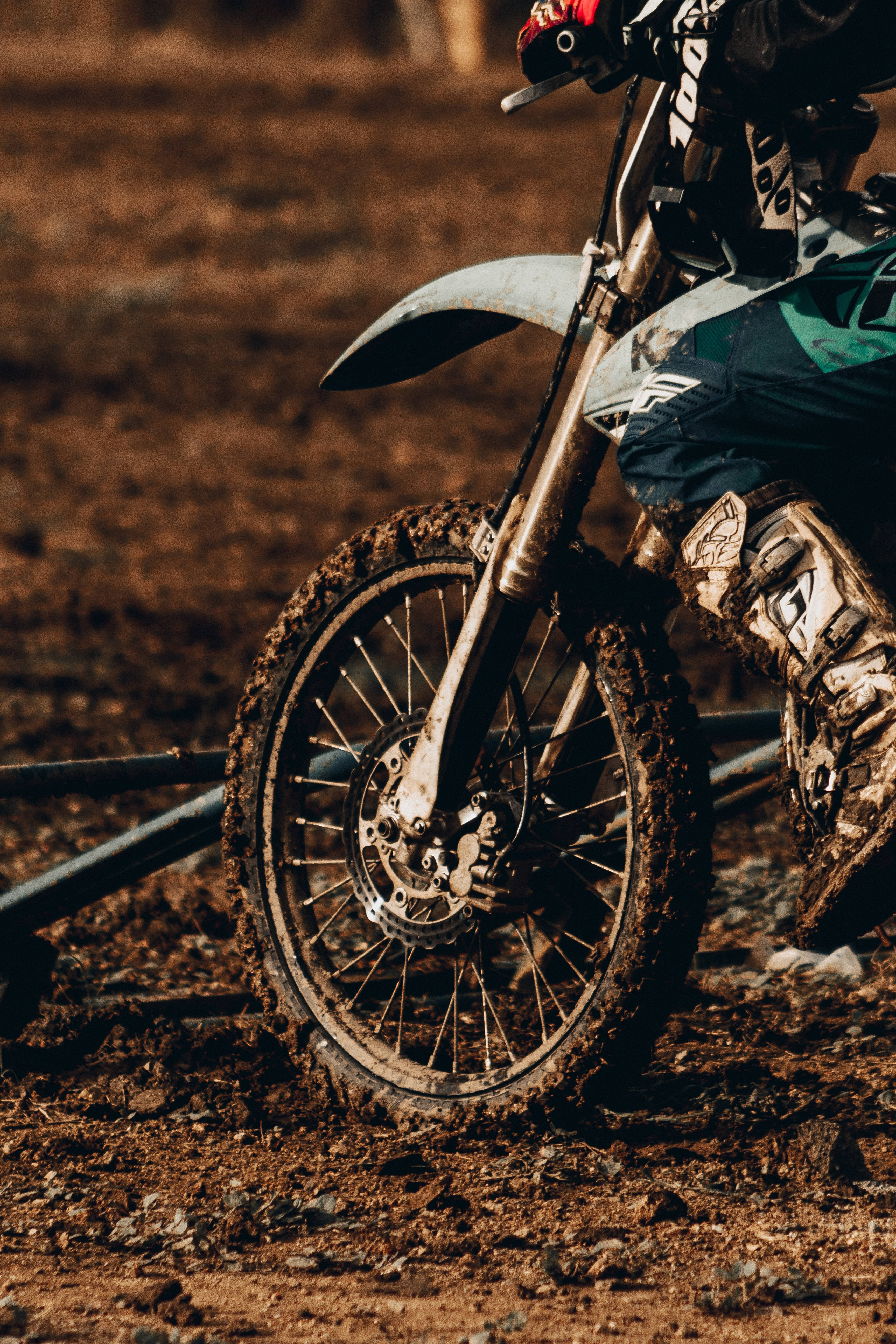 dirt bike, muddy wheel, dusty trail, 5K Phone Wallpaper