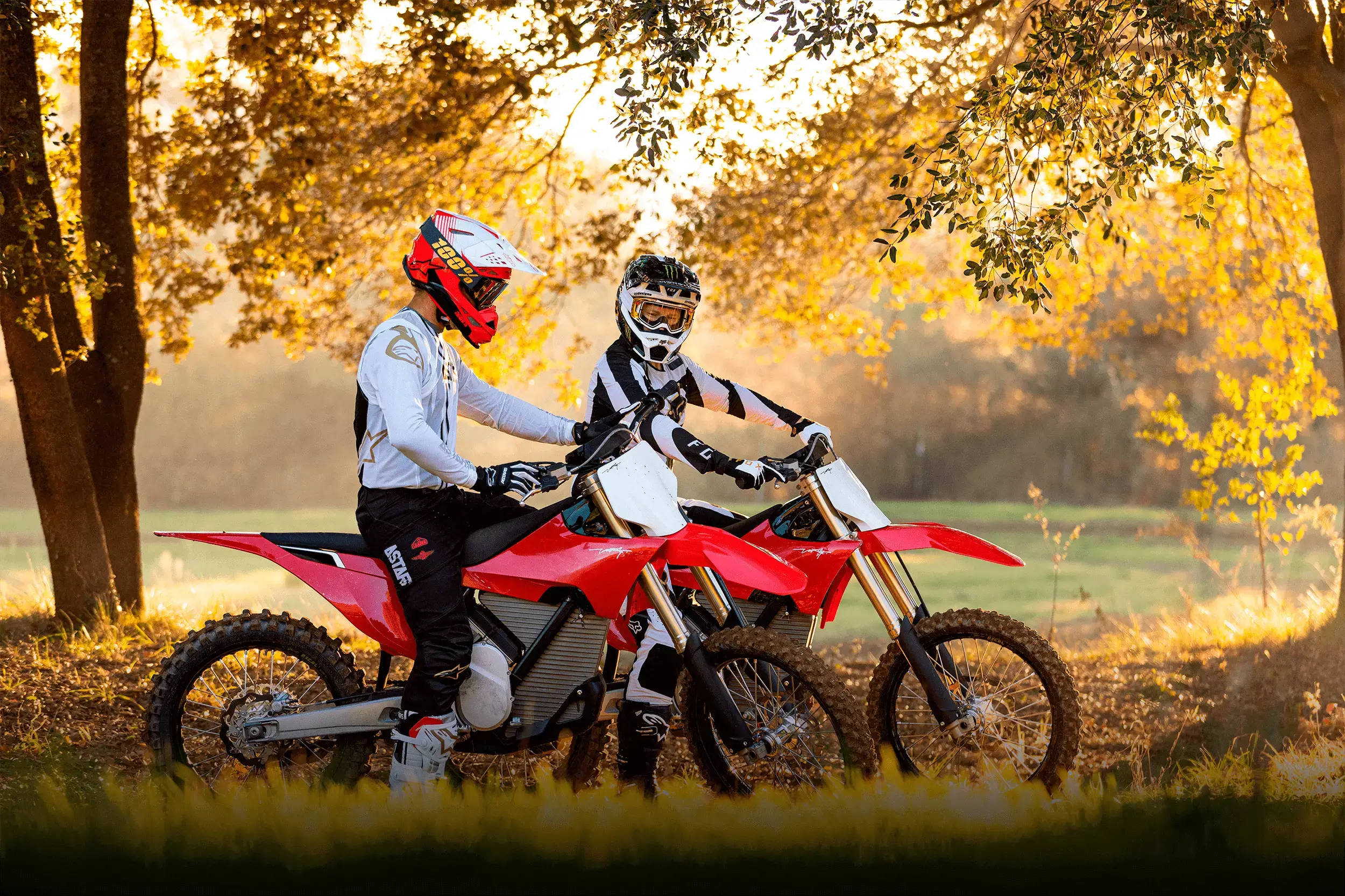 golden hour, dirt bike, red dirt bike, Full HD Desktop Wallpaper