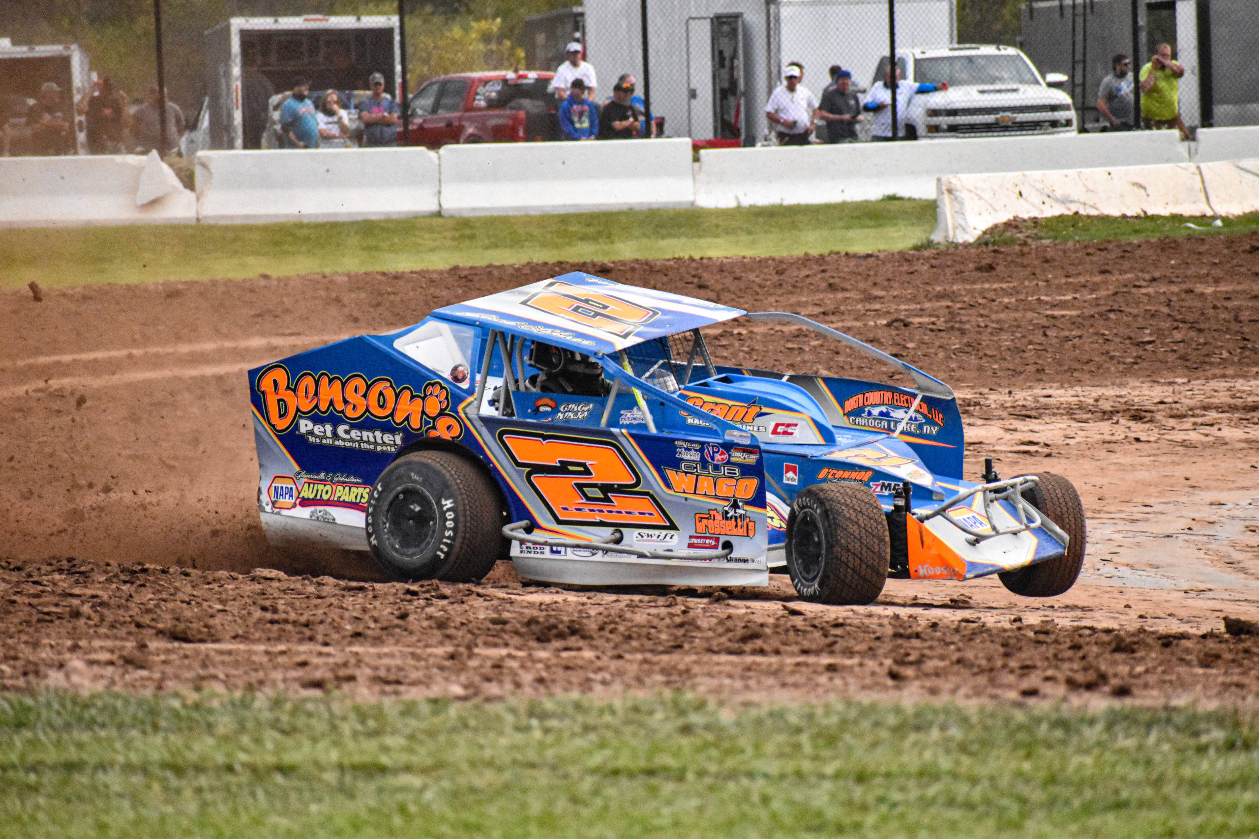 dirt track race car, number two, blue and orange, 2K Desktop Wallpaper
