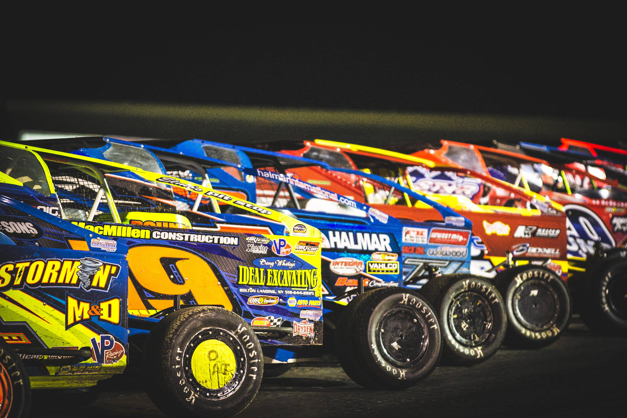 dirt car, stock cars, dark racetrack, Full HD Desktop Wallpaper