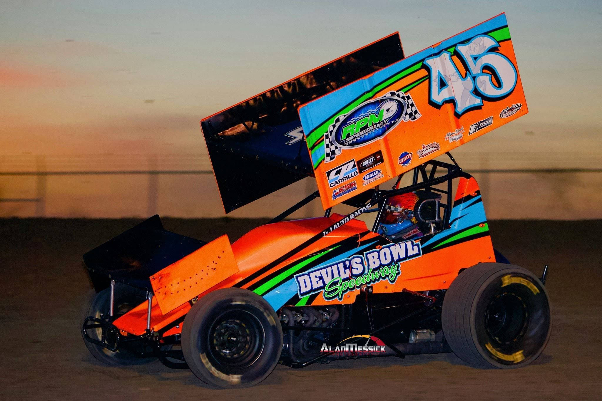 sprint car, number 45, dirt track, Full HD Desktop Wallpaper