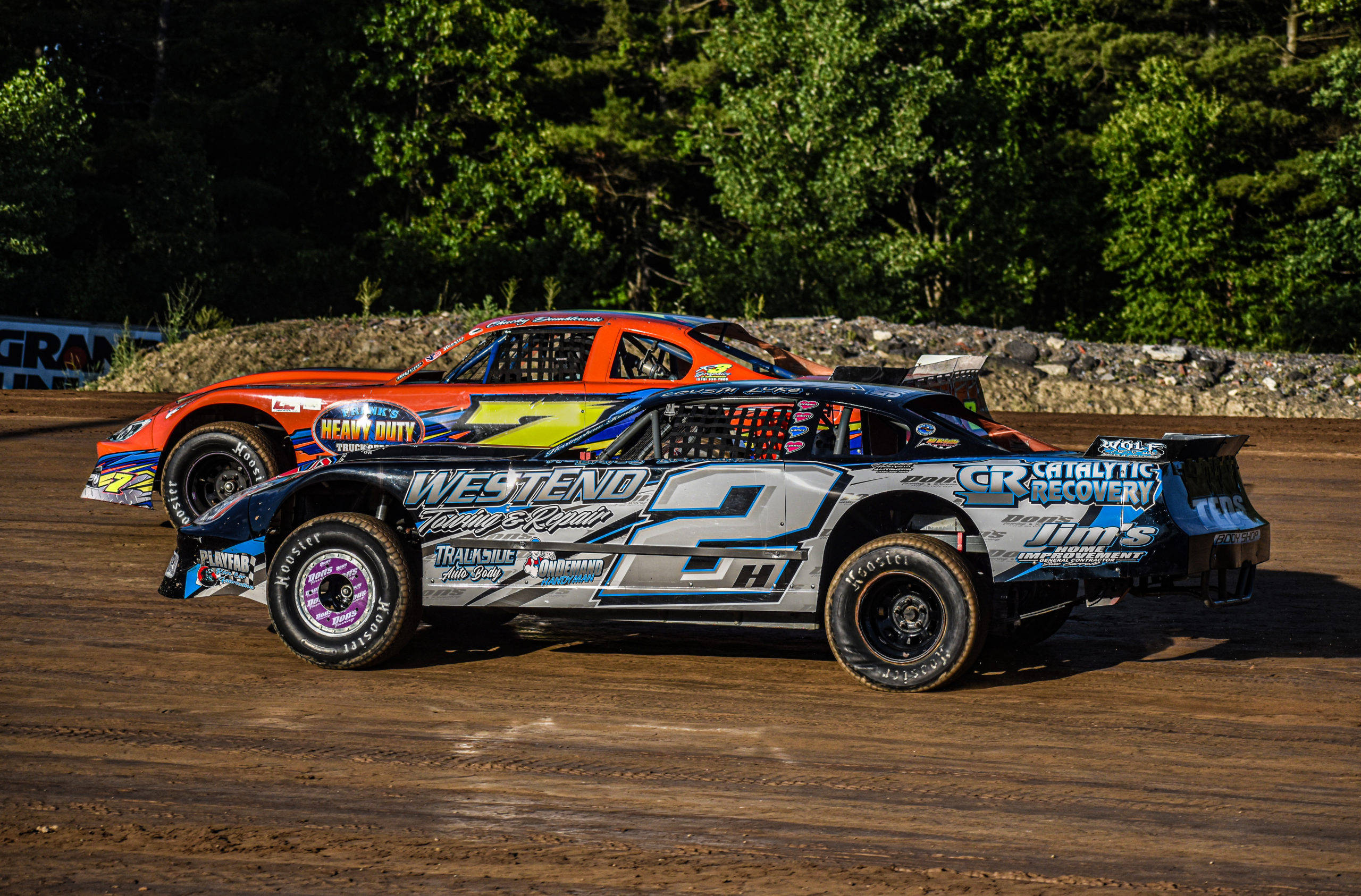 Dirt Car, dirt track race cars, vibrant sponsor decals, 2K Desktop Wallpaper