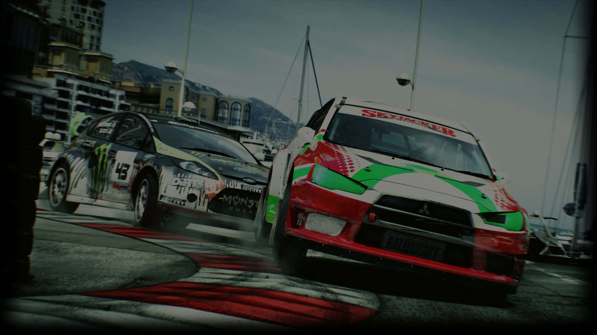 Dirt Game, race car, coastal track, Full HD Desktop Wallpaper