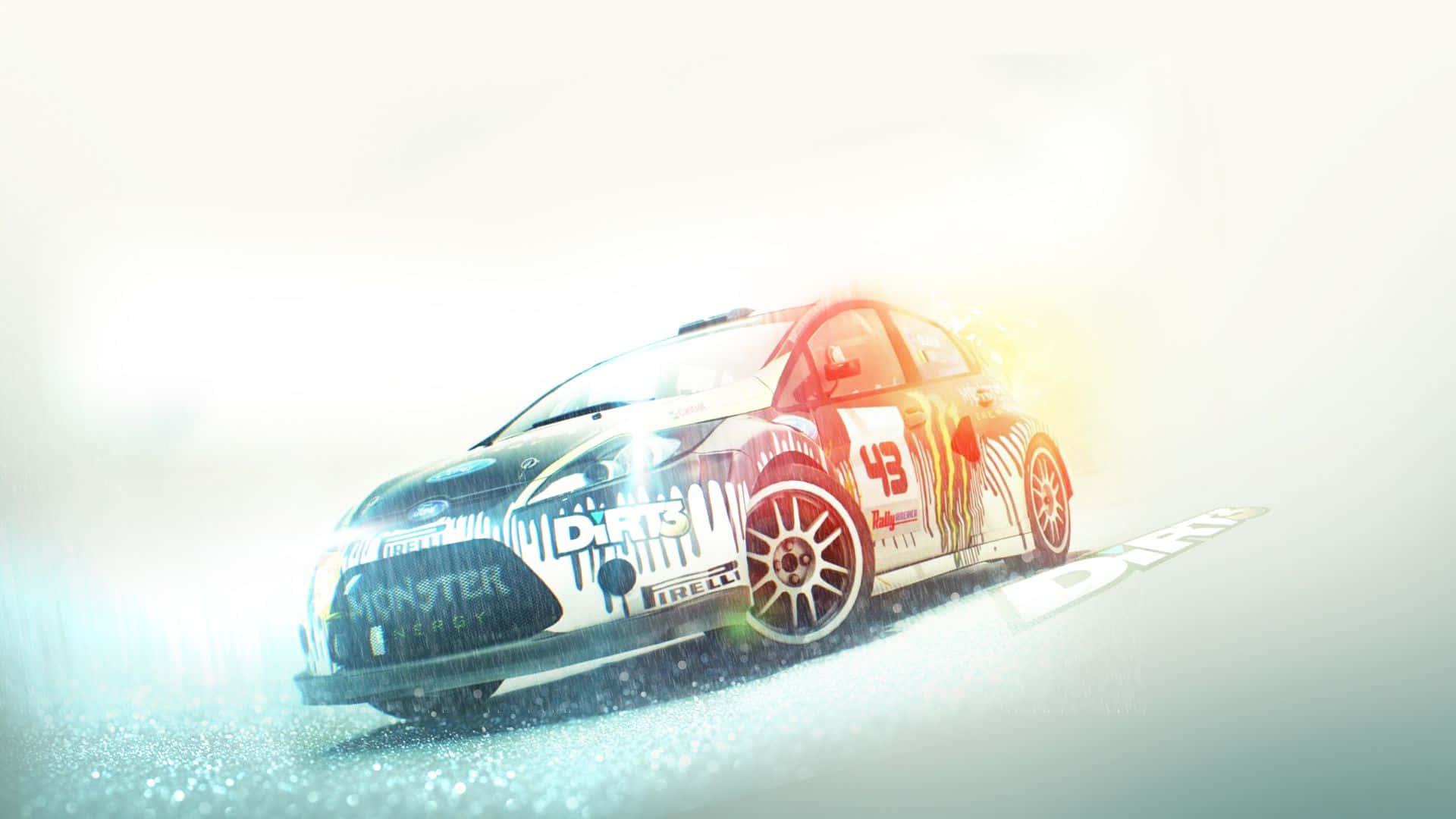 Dirt Game, white rally car, number 43, Full HD Desktop Wallpaper