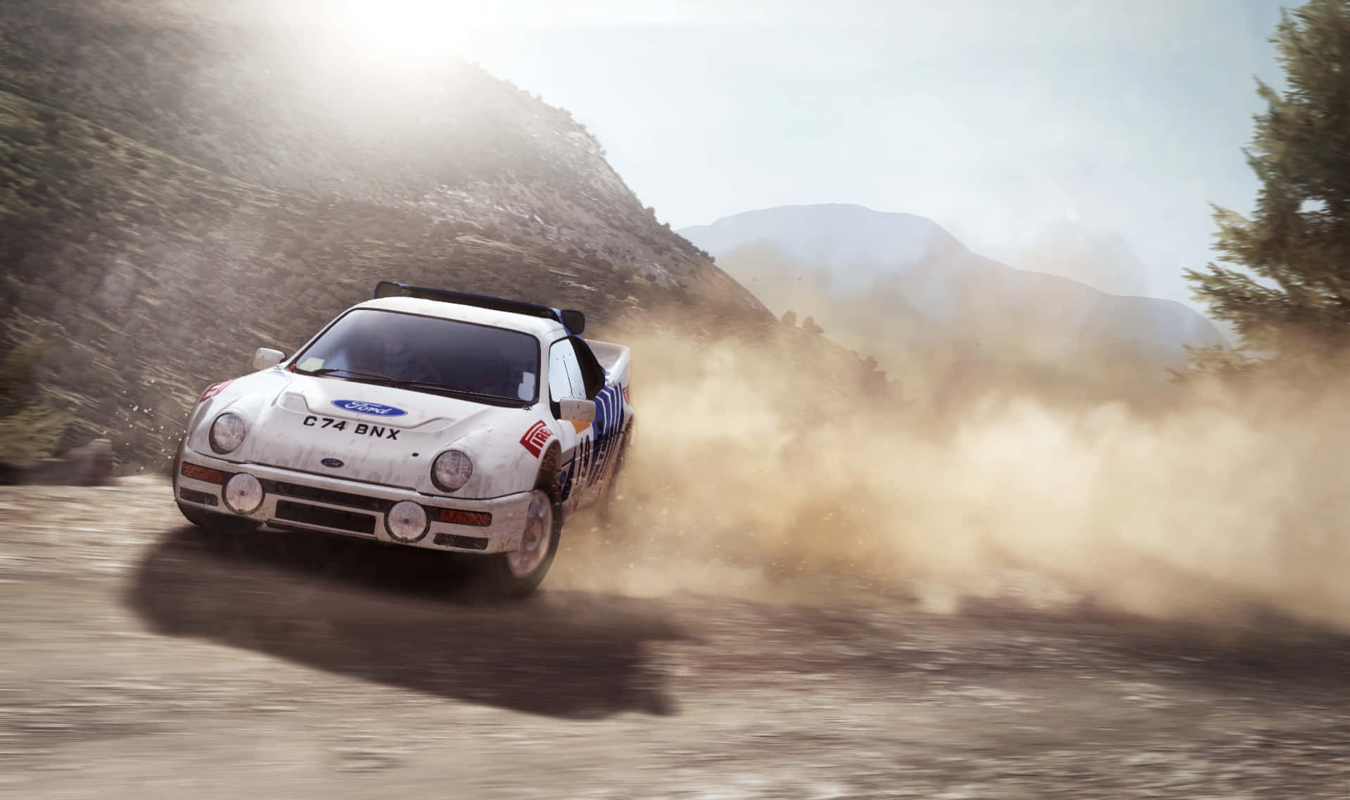 Dirt Game, white rally car, dusty mountain pass, HD Desktop Wallpaper
