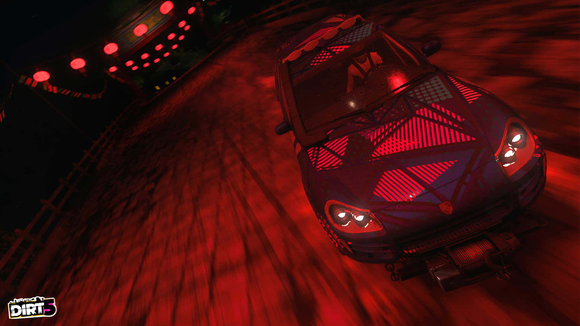 Dirt Game, neon-drenched night track, red lights streaking past, Full HD Desktop Wallpaper
