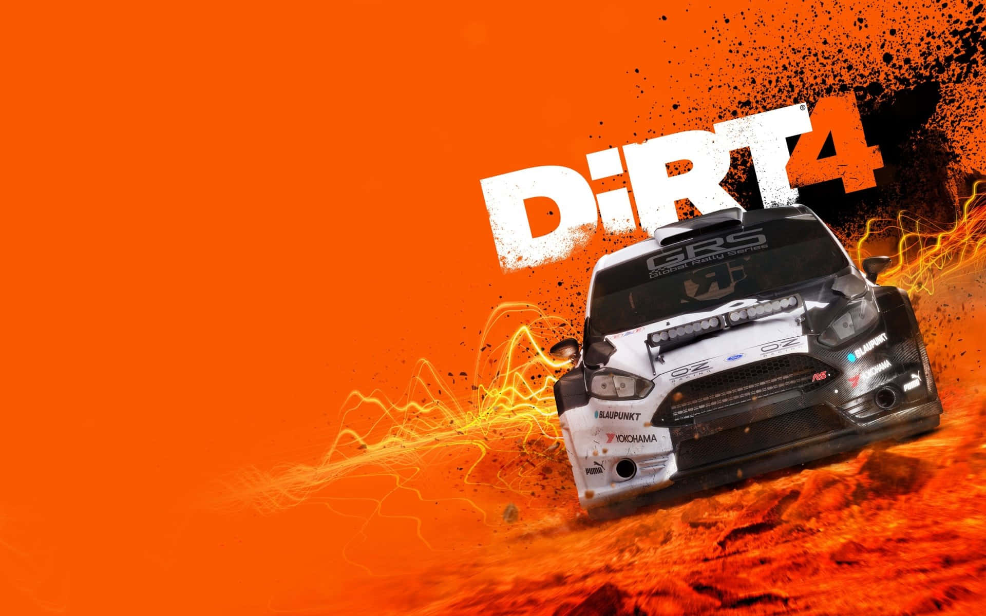 Dirt 4, white rally car, fiery orange terrain, Full HD Desktop Wallpaper