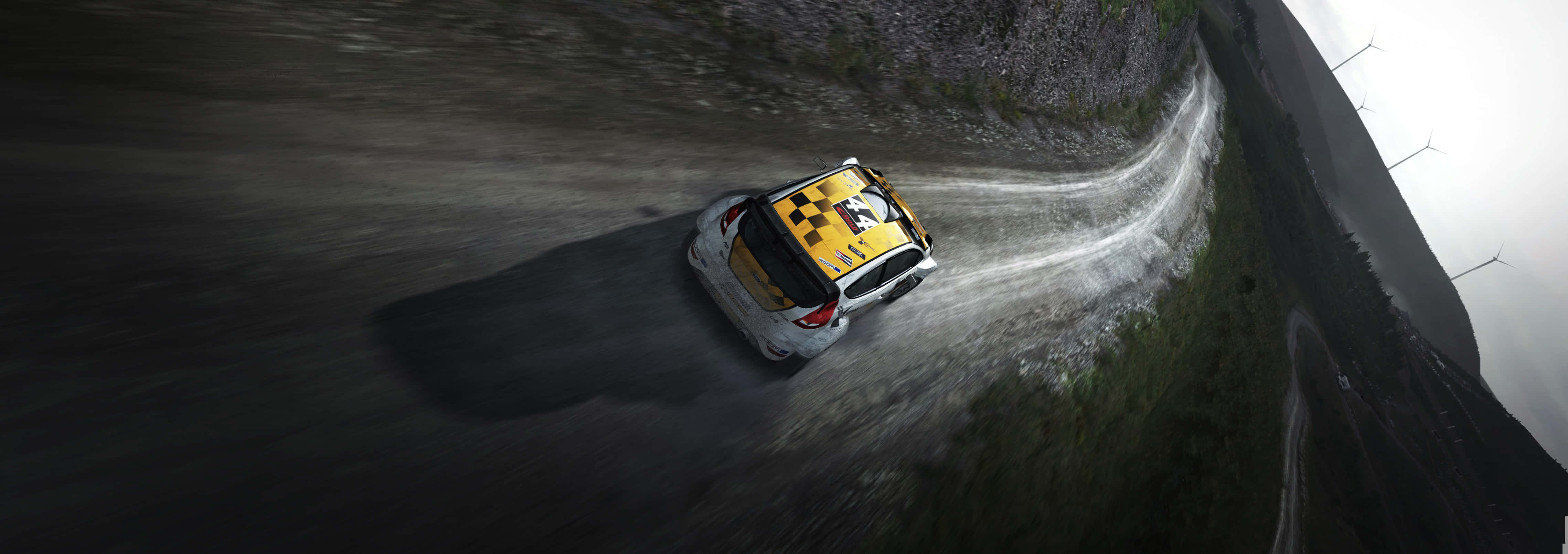 Dirt Game, yellow rally car, winding dirt road, 4K Desktop Wallpaper