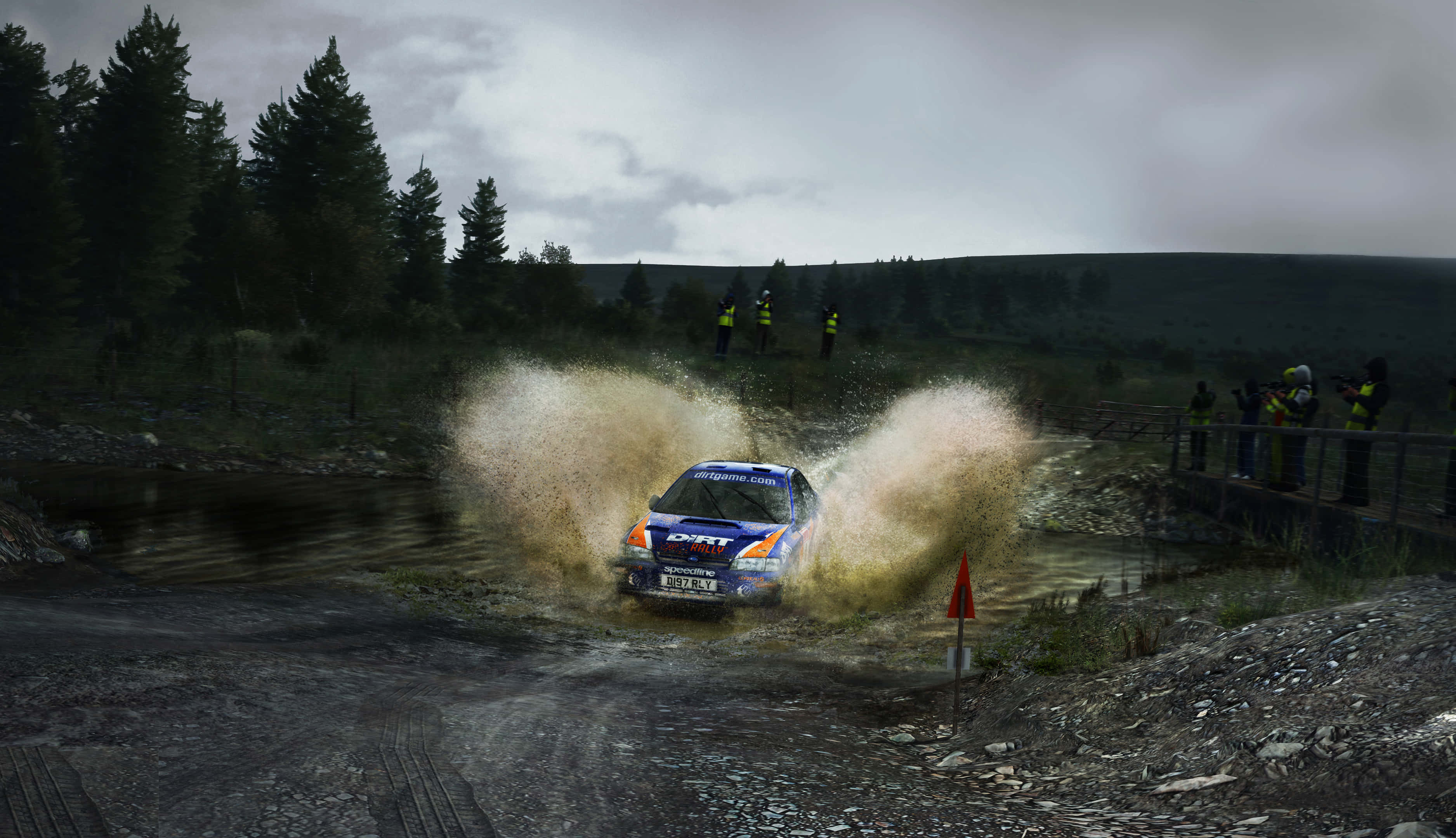 Dirt Game, blue rally car, muddy puddle, 2K Desktop Wallpaper