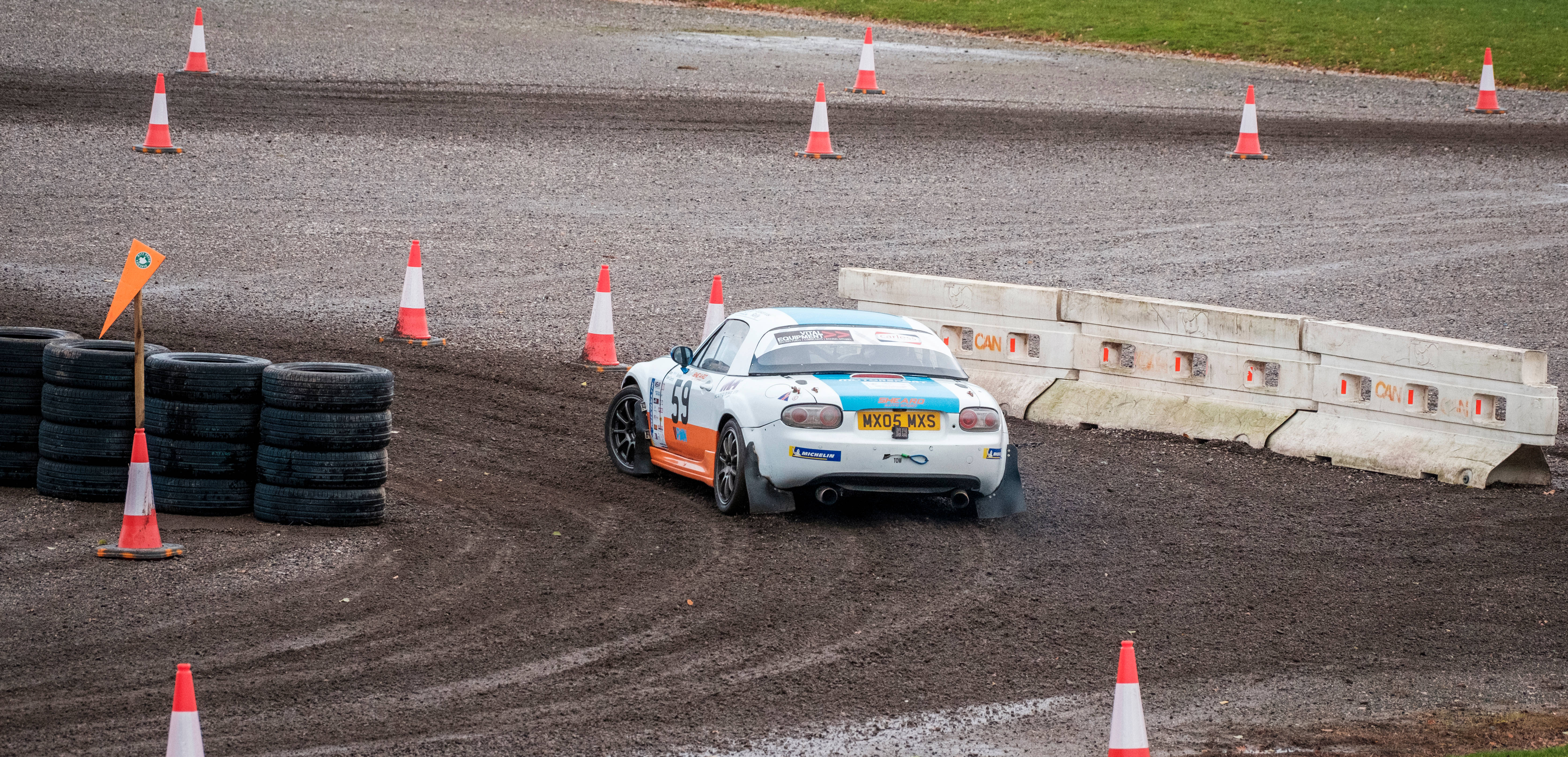 Dirt Rally, white and orange race car, muddy track, 5K Desktop Wallpaper