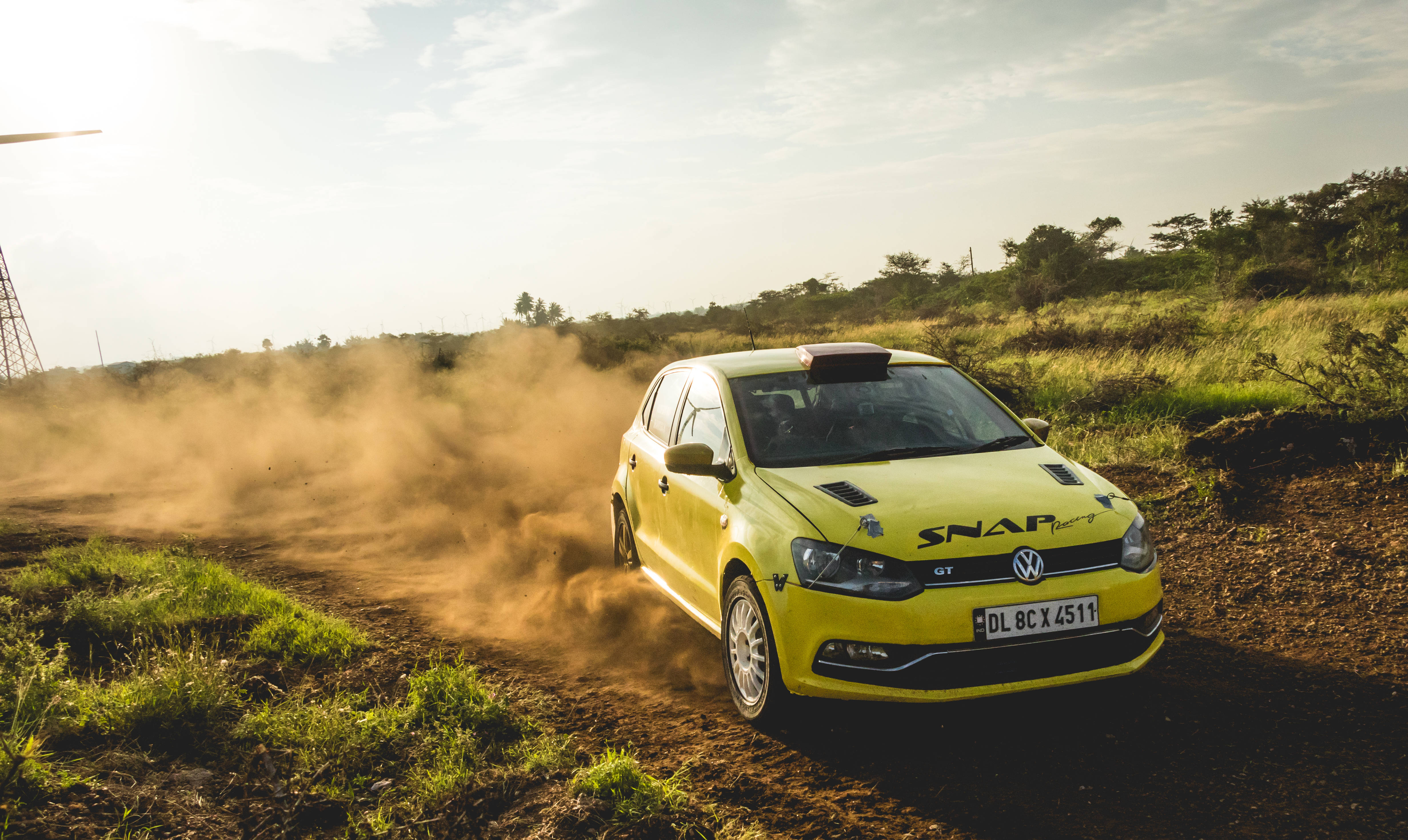 Dirt Rally, yellow Volkswagen Golf GT, dirt track, 4K Desktop Wallpaper
