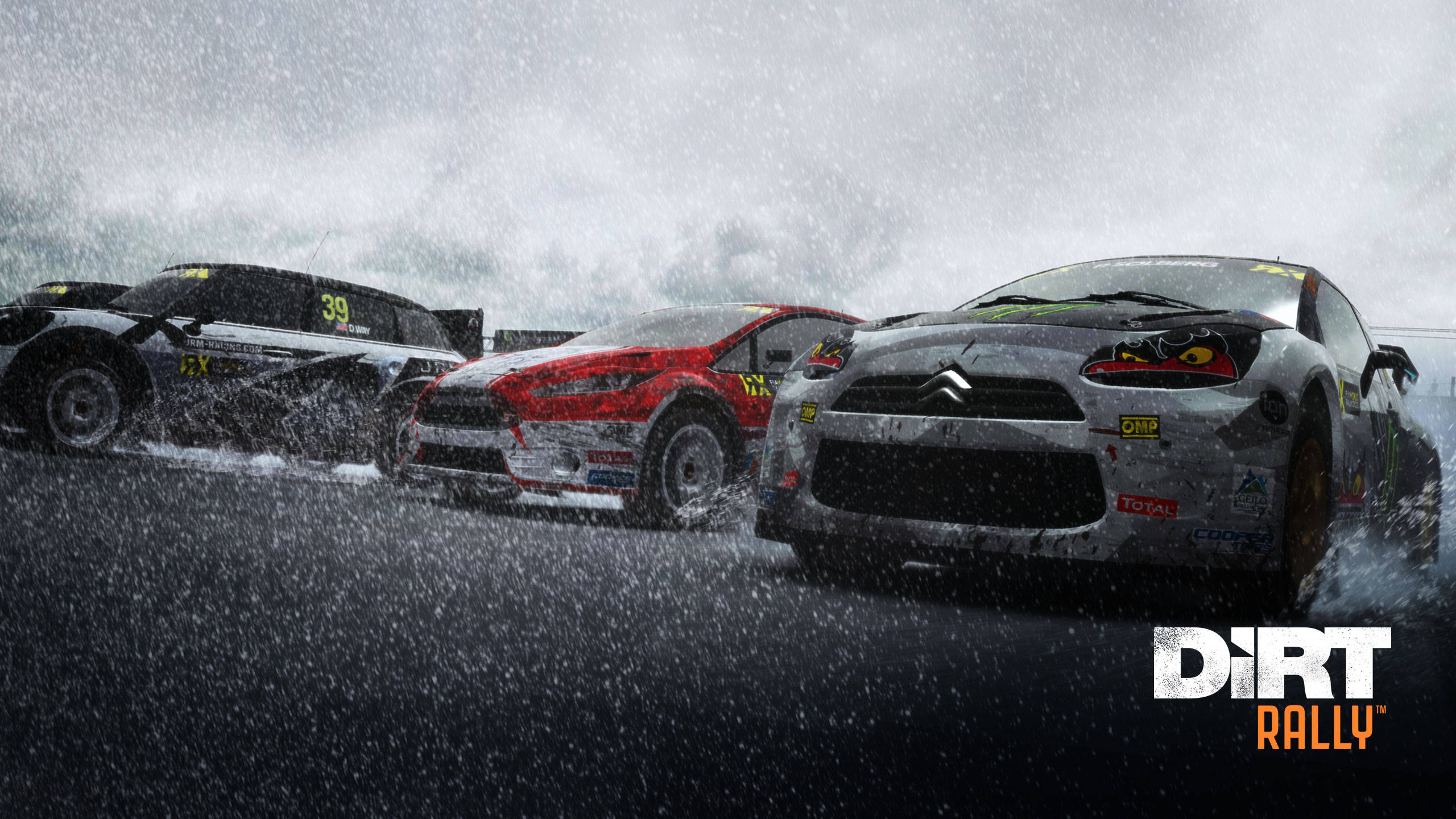 Dirt Rally, rally cars, heavy rain, 2K Desktop Wallpaper