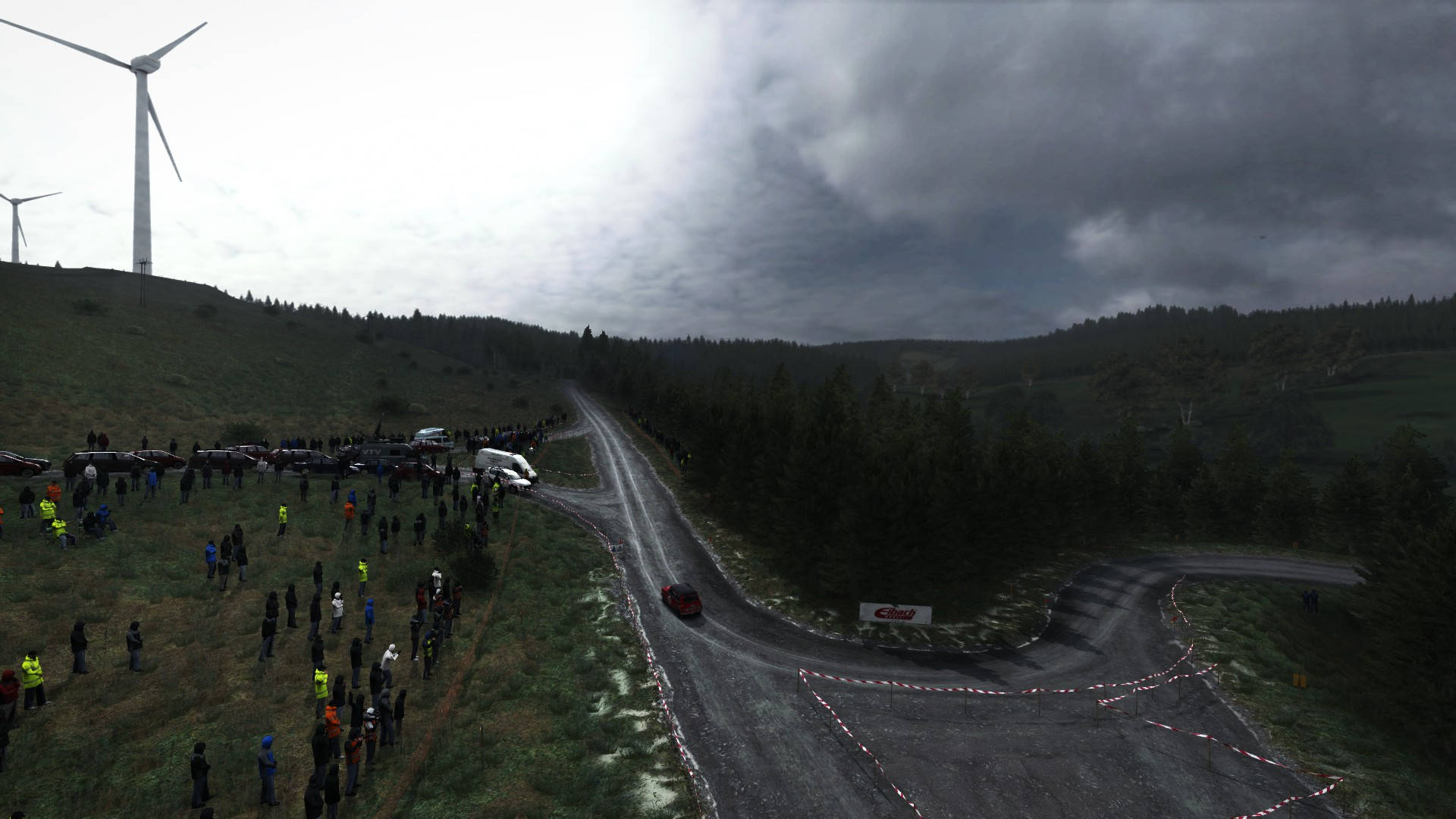 Dirt Rally, muddy forest track, red rally car, Full HD Desktop Wallpaper